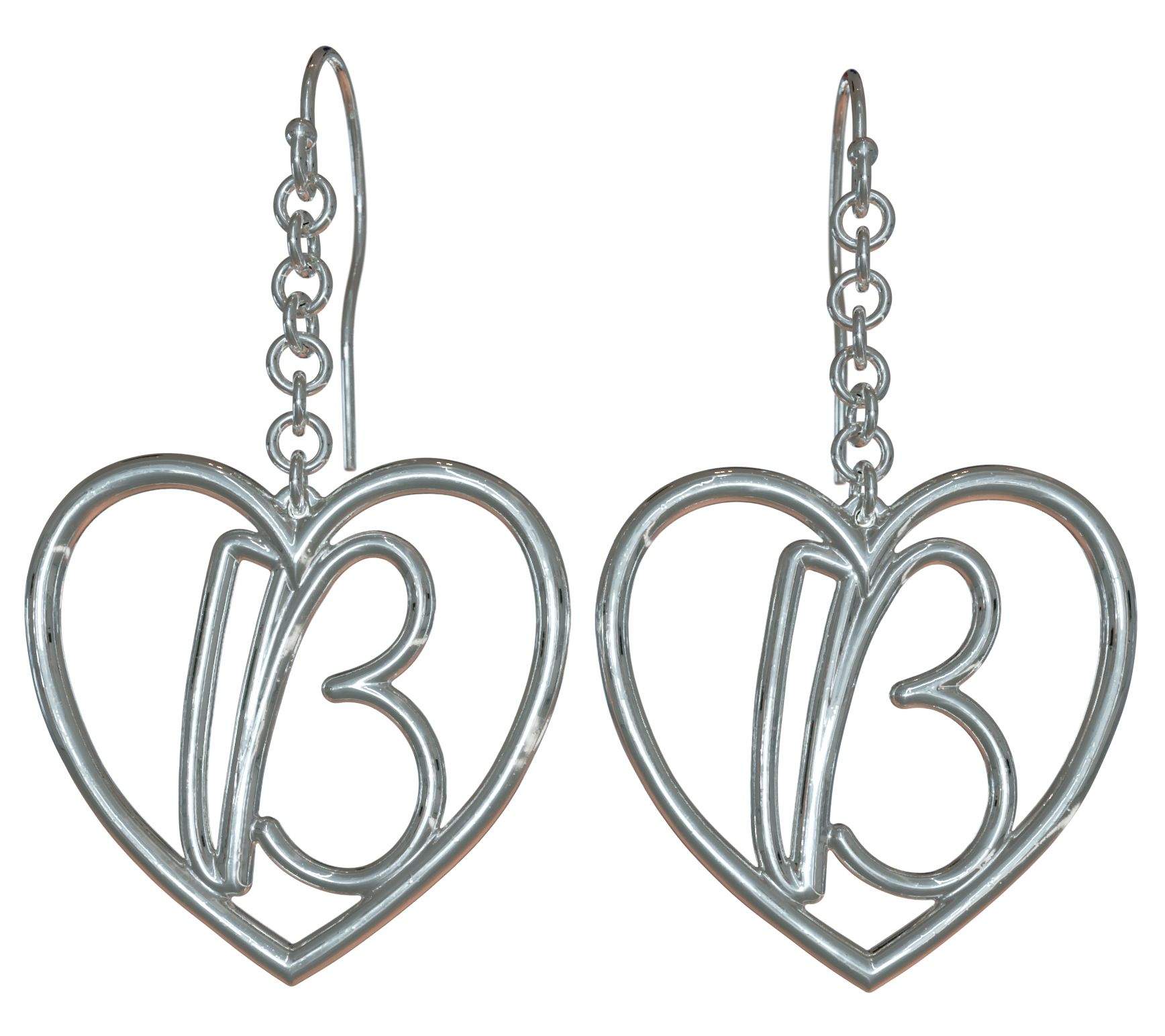 Sterling Silver Healing Heart Drop Initial Earr ings