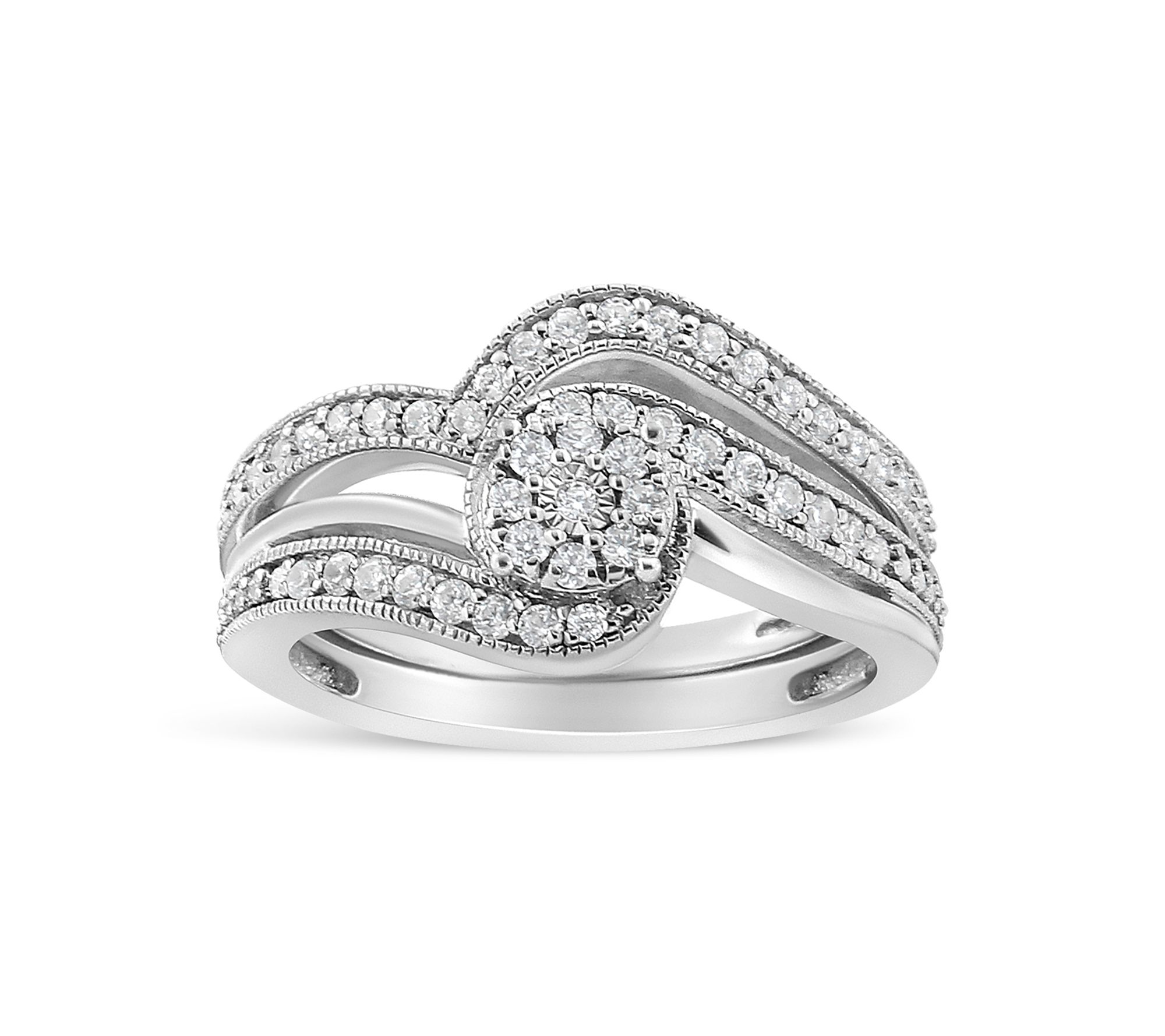 Haus of Brilliance 0.30 cttw Diamond Spiral Ring Set, Sterling