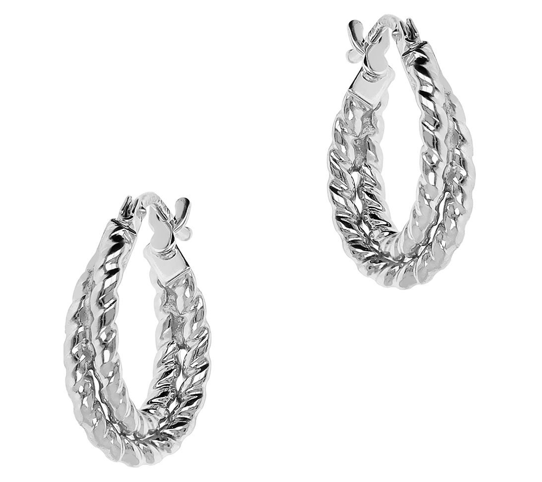 EternaGold Double Tube Torchon Hoop Earrings, 14K