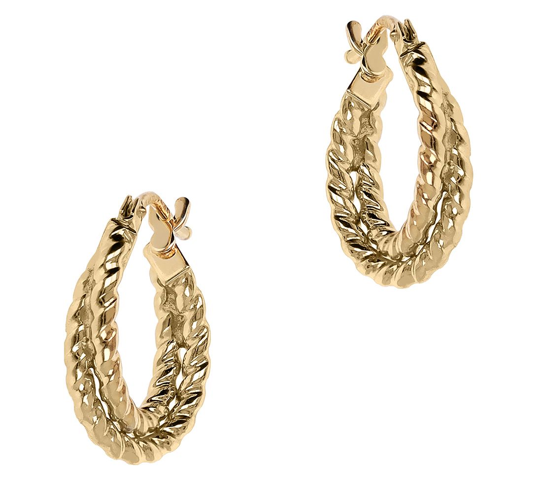EternaGold Double Tube Torchon Hoop Earrings, 14K