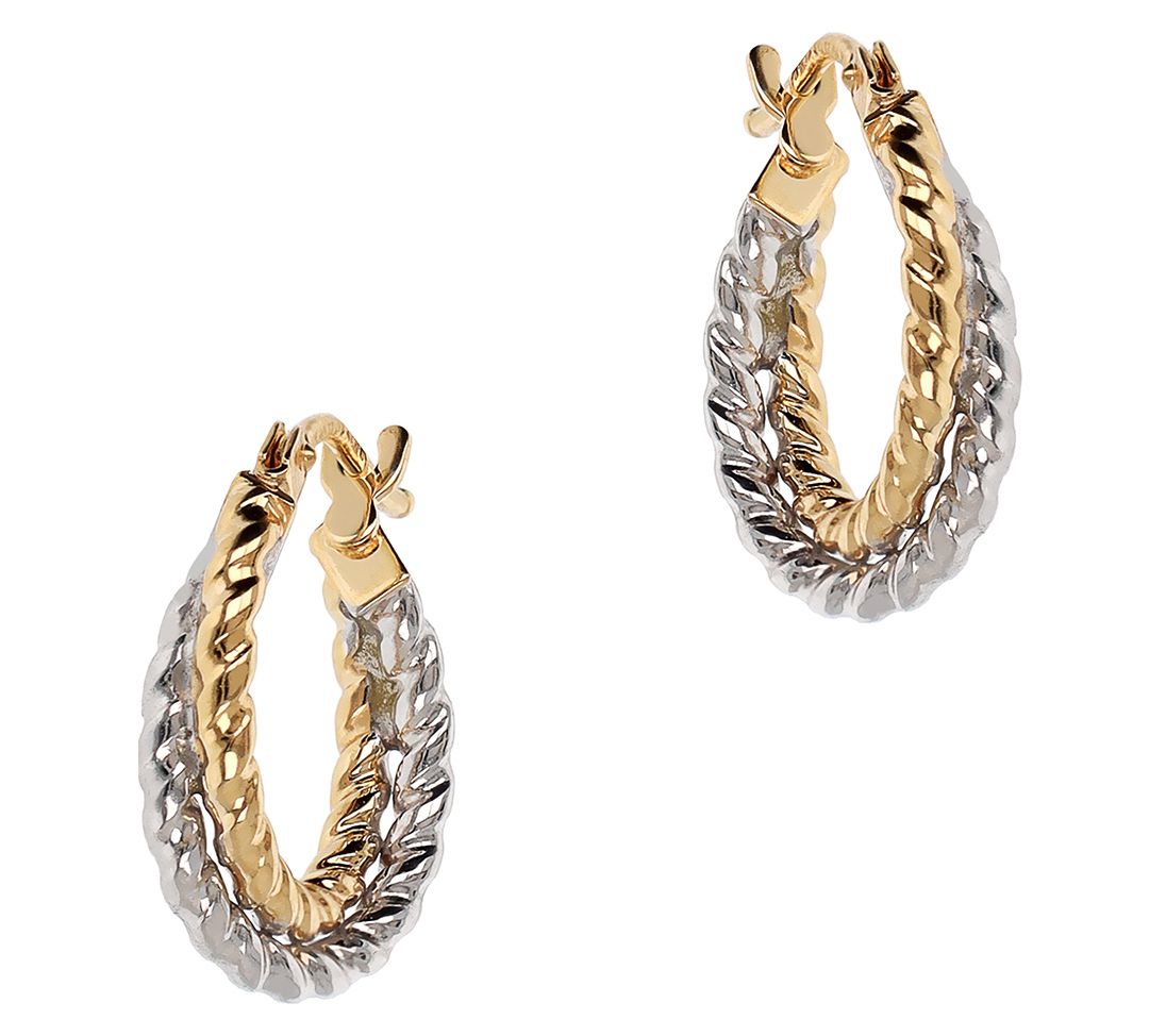 EternaGold Double Tube Torchon Hoop Earrings, 14K