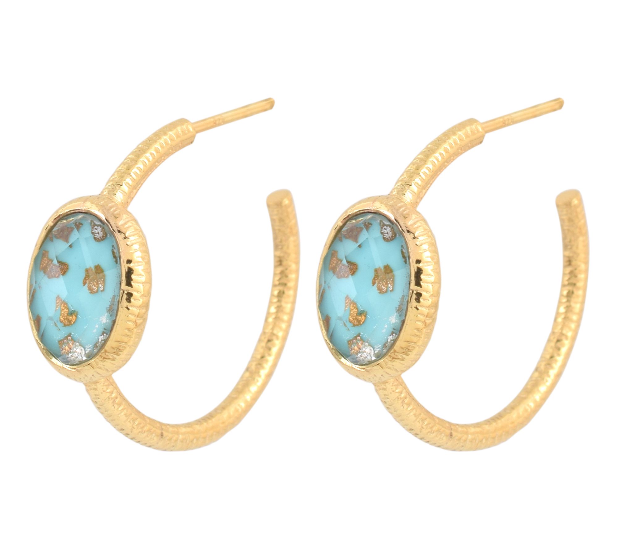 Affinity Gems Turquoise & Quartz Doublet Earrings, 14K Plated