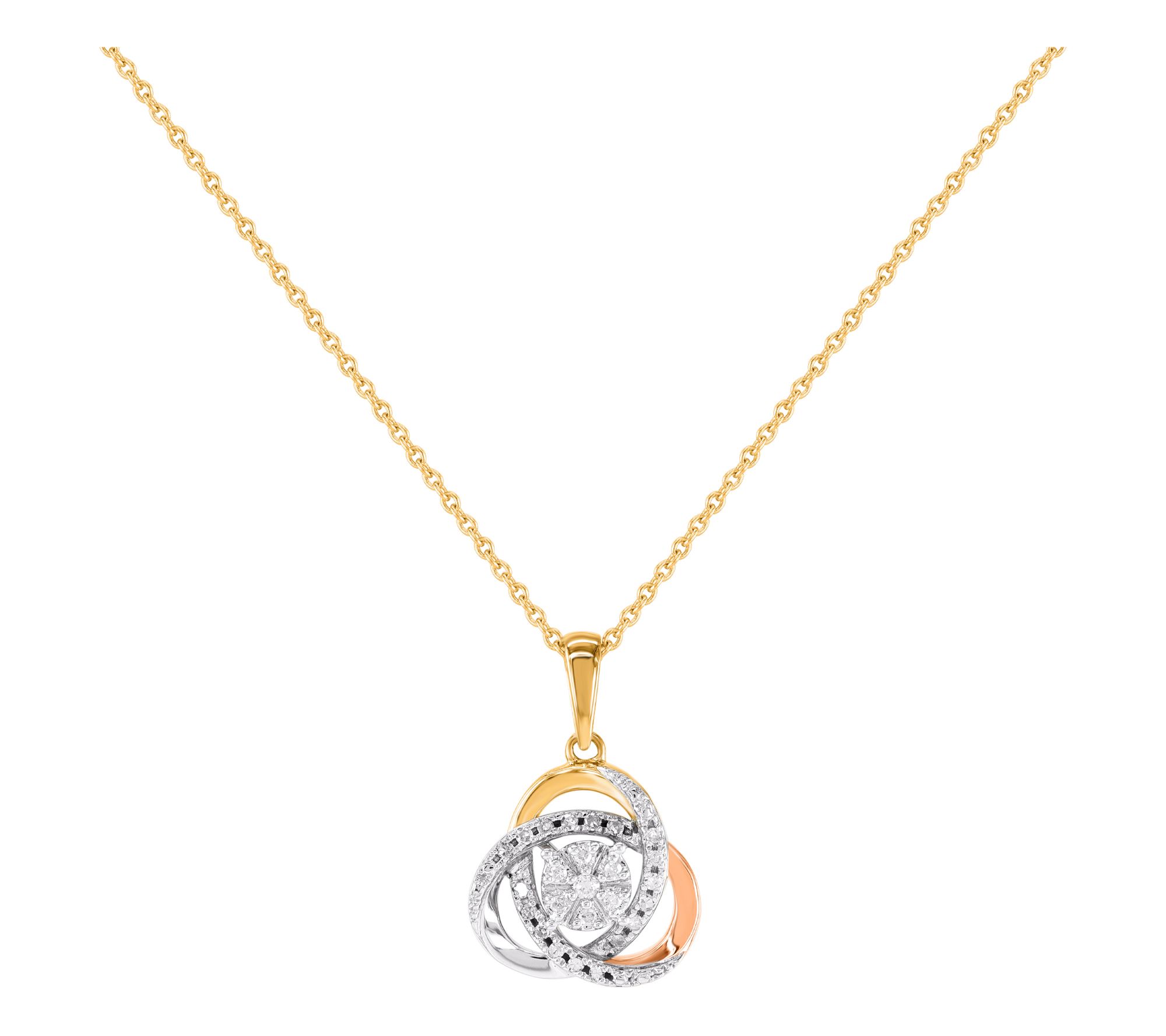 Accents by Affinity Diamond Tri-Tone Necklace w/ Chain, 14K