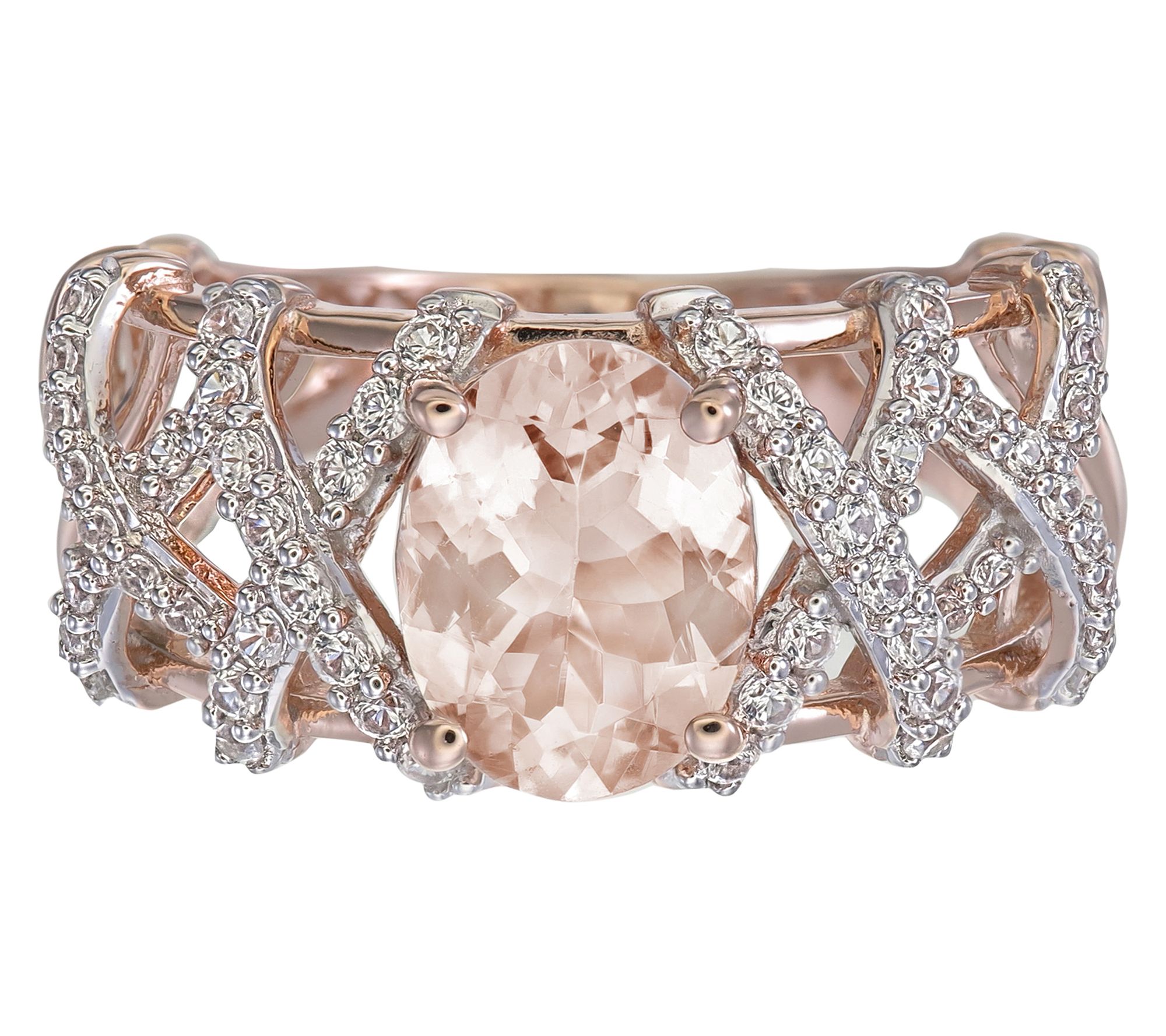Affinity Gems Morganite & White Zircon  Ring, Sterling Silver