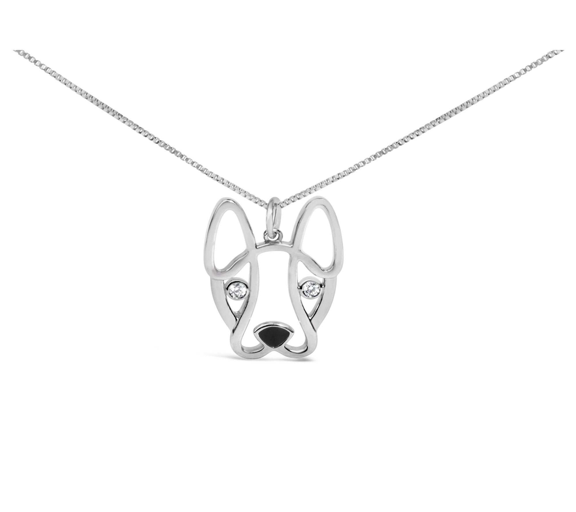Haus of Brilliance Diamond Bulldog Pendant w/ Chain, Sterling