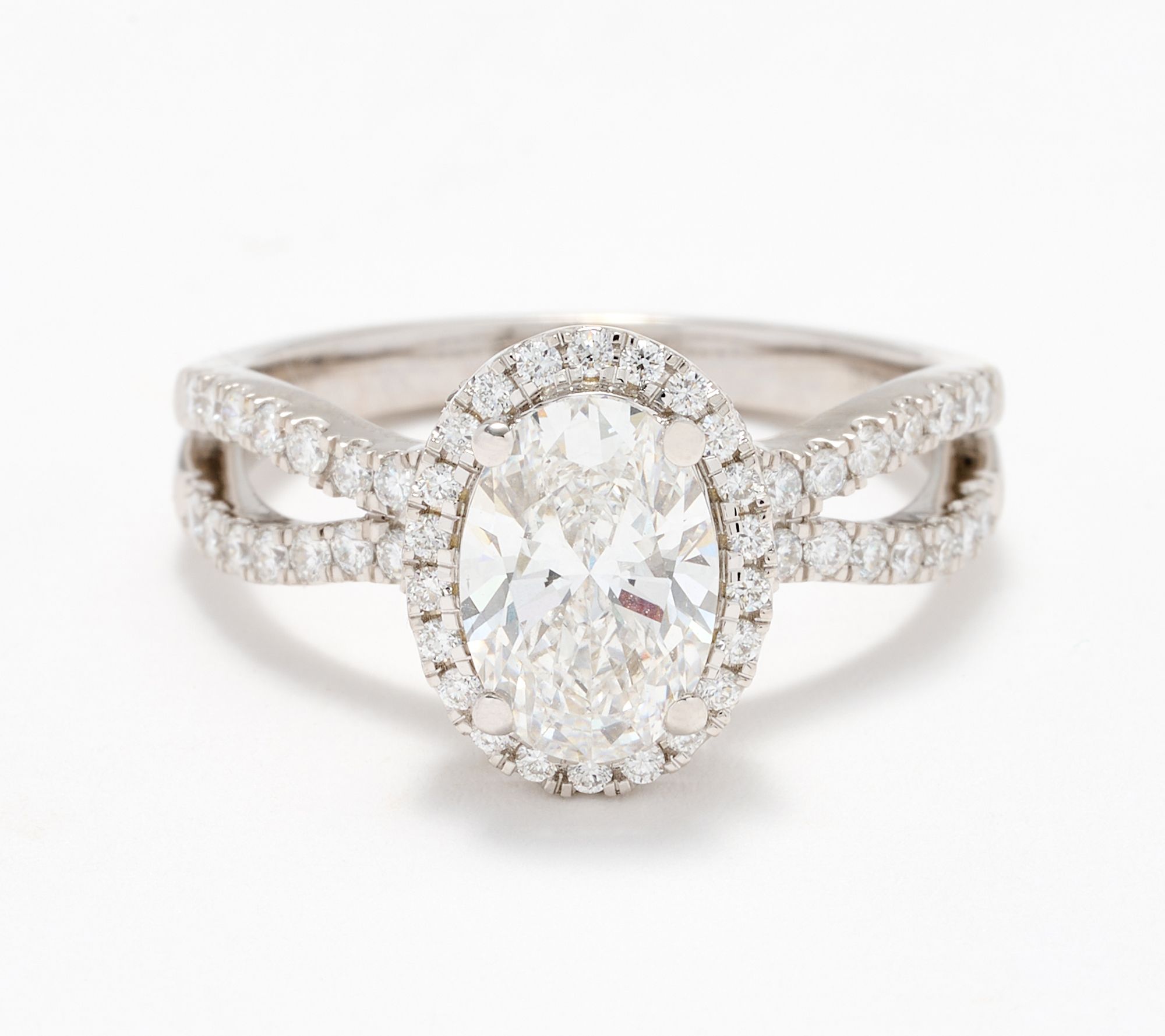Fire Light Lab Grown Diamond Pave Halo Oval 2.00 cttw Ring, 14K