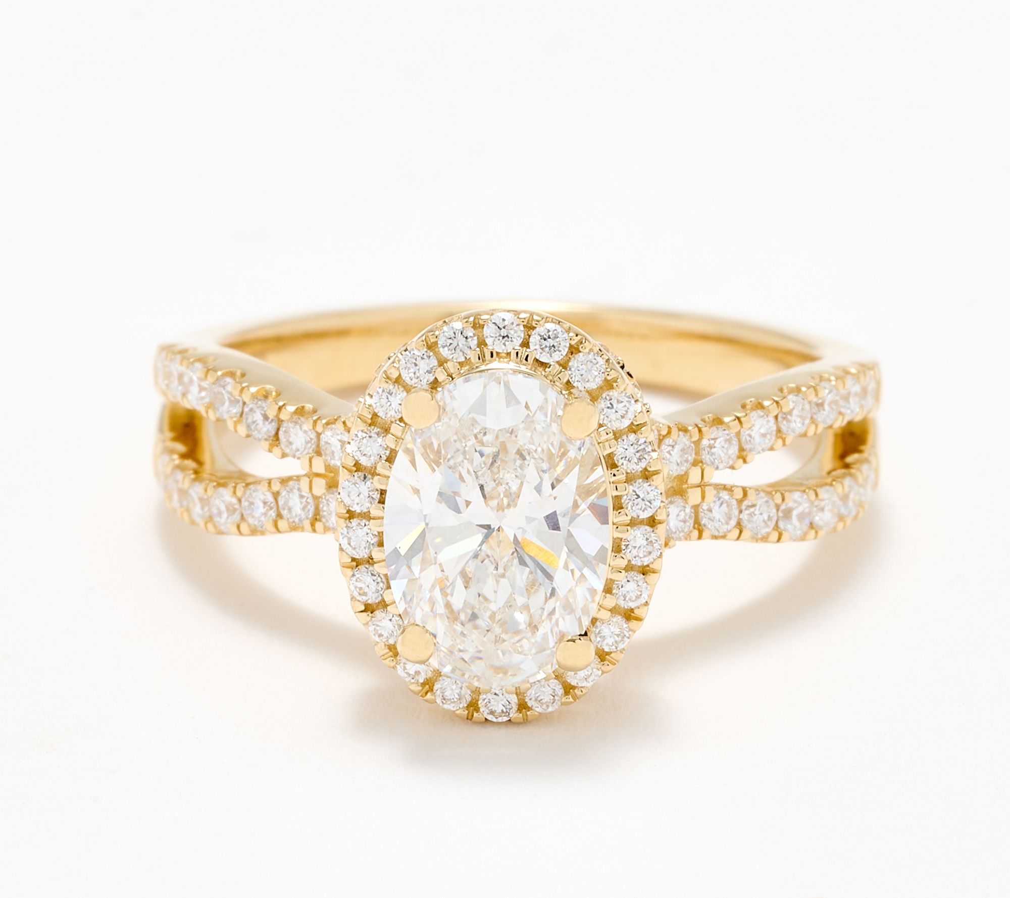 Fire Light Lab Grown Diamond Pave Halo Oval 2.00 cttw Ring, 14K