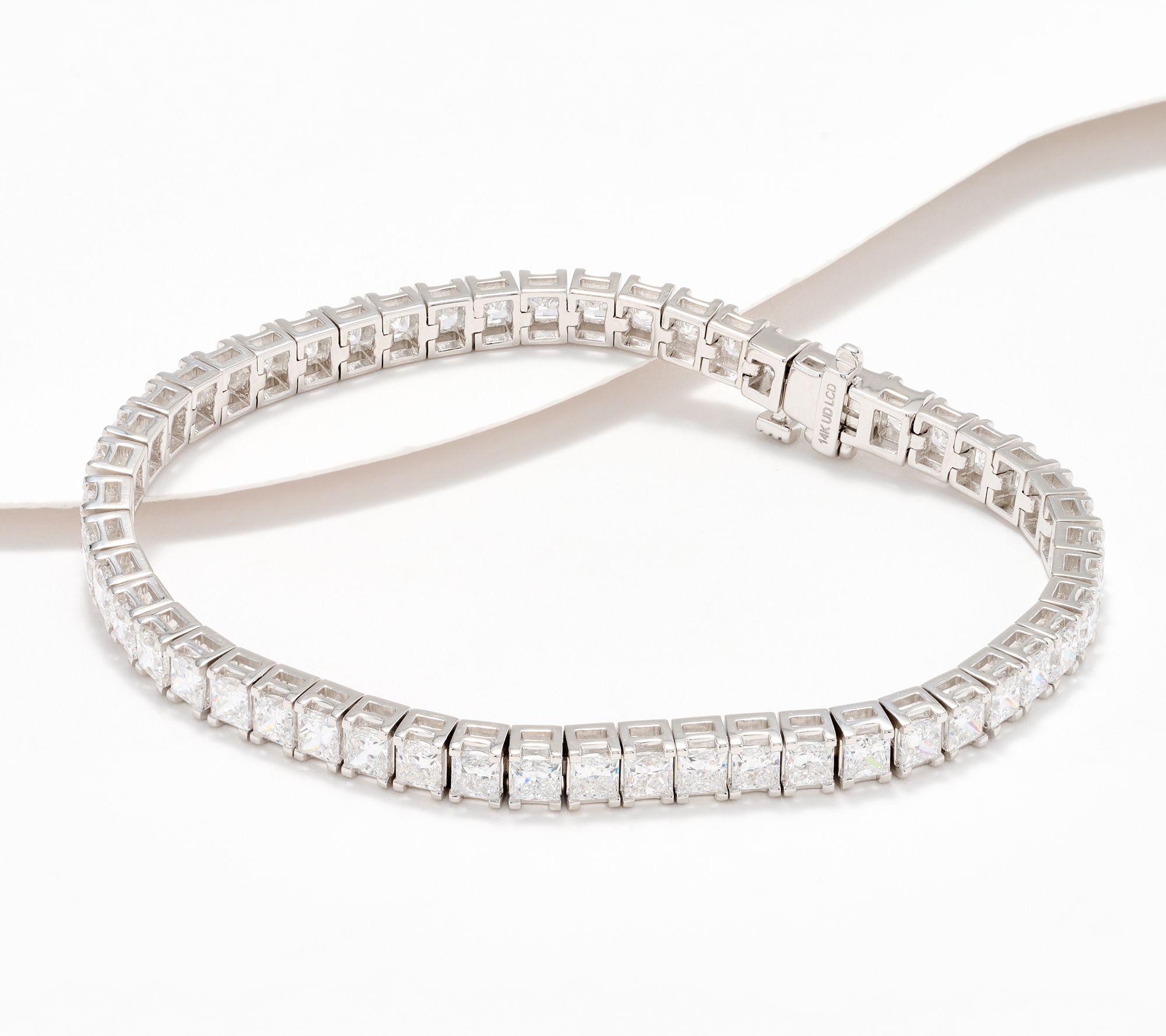 Fire Light Lab Grown Diamond 10cttw Princess Cut Tennis Bracelet, 14K