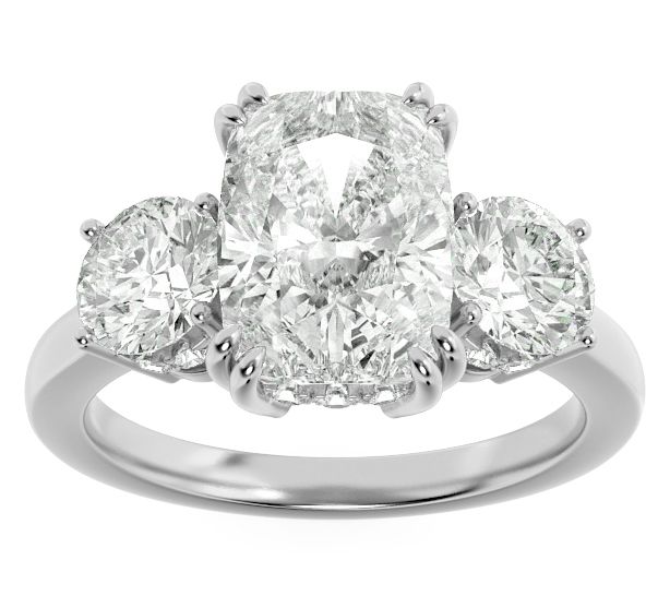  Fire Light 3.00 cttw Lab Grown Diamond Cushion Cut Ring, 14K