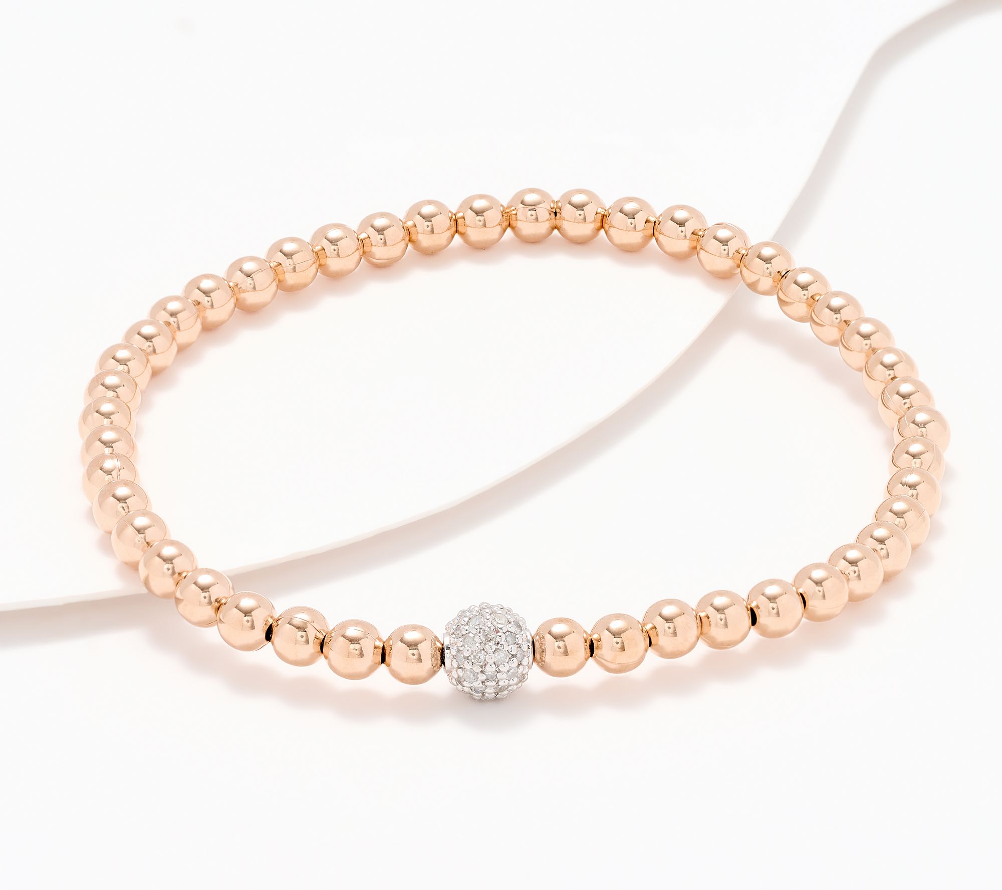 Accents by Affinty Single Pave Bead 0.24 cttw Bracelet, Sterl