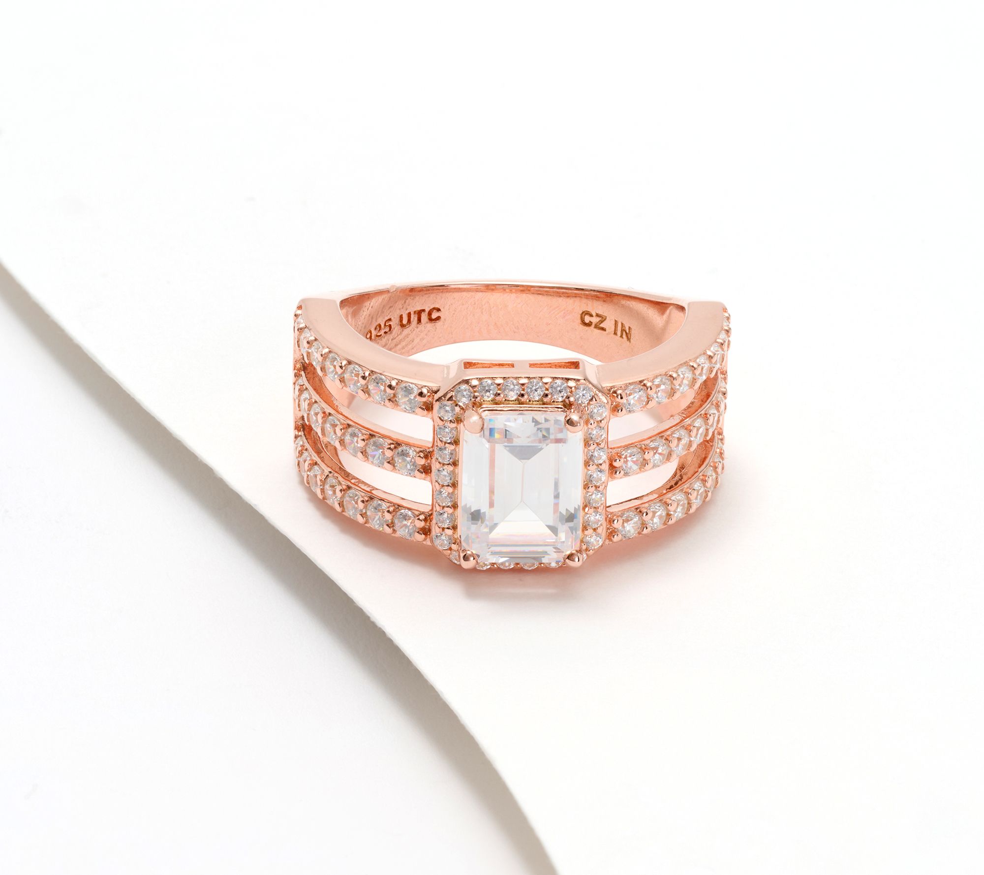 Diamonique x Kathy Levine Emerald Cut Timeless Ring, Sterling Silver