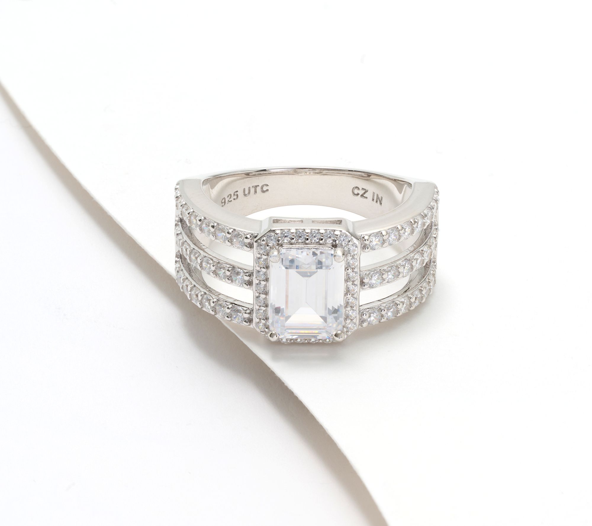 Diamonique x Kathy Levine Emerald Cut Timeless Ring, Sterling Silver