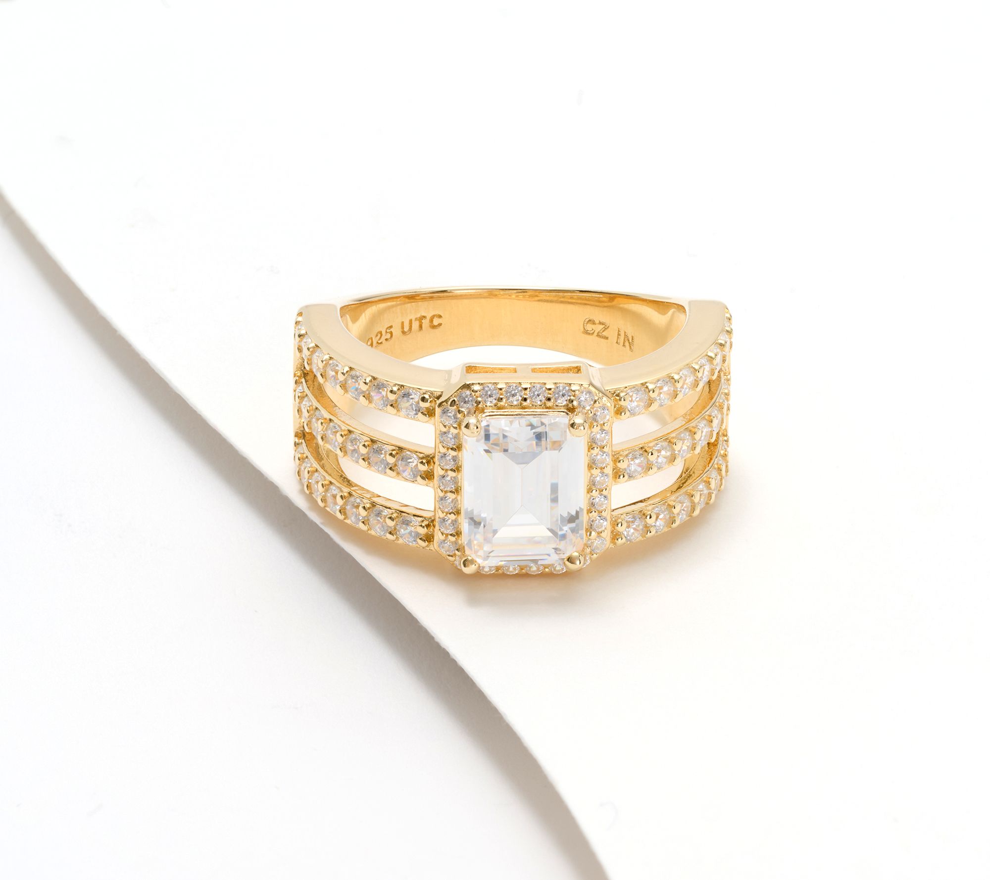 Diamonique x Kathy Levine Emerald Cut Timeless Ring, Sterling Silver