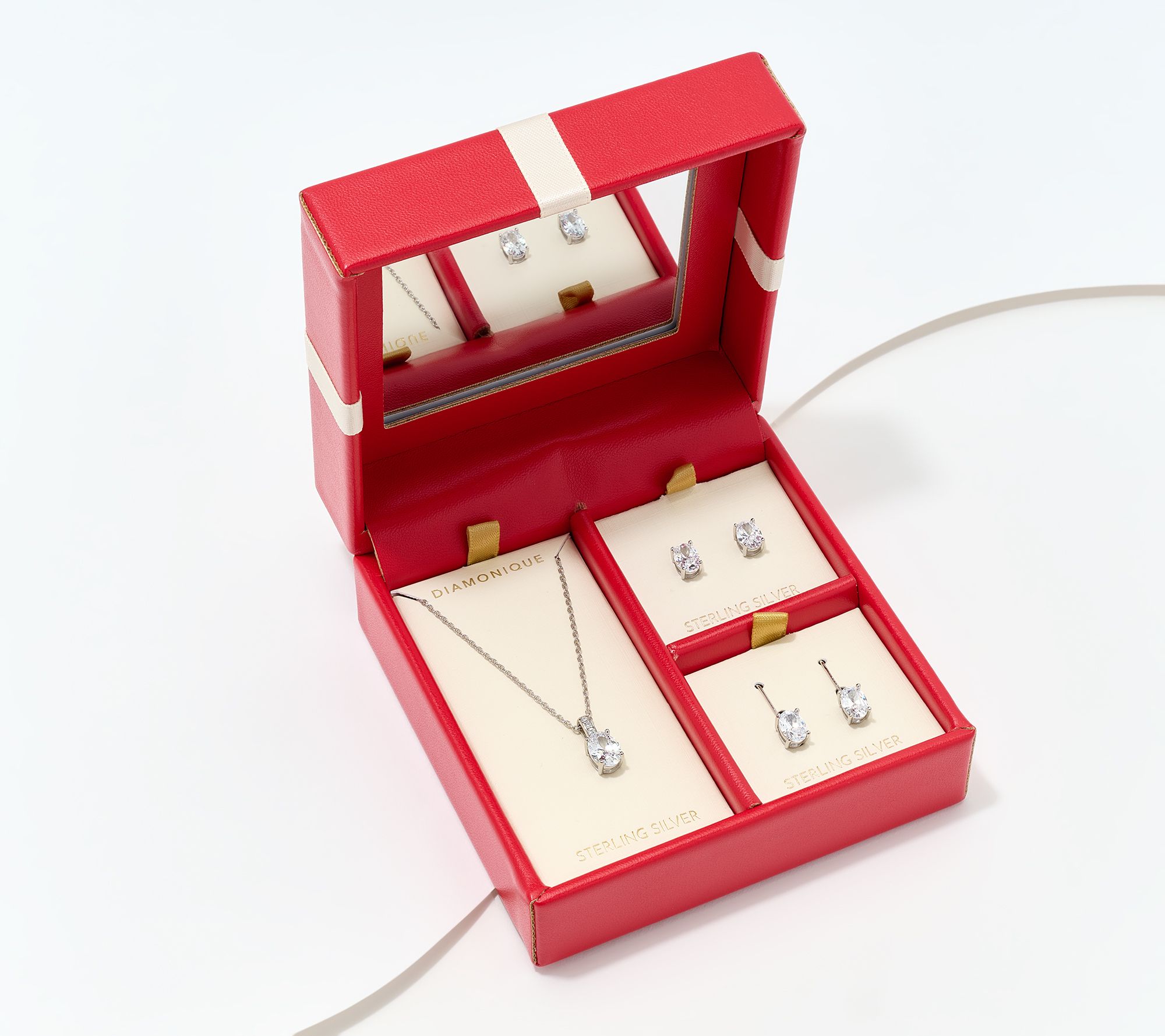 "As Is" Diamonique Set of 3 Pendant and Earring Set Sterling Silver