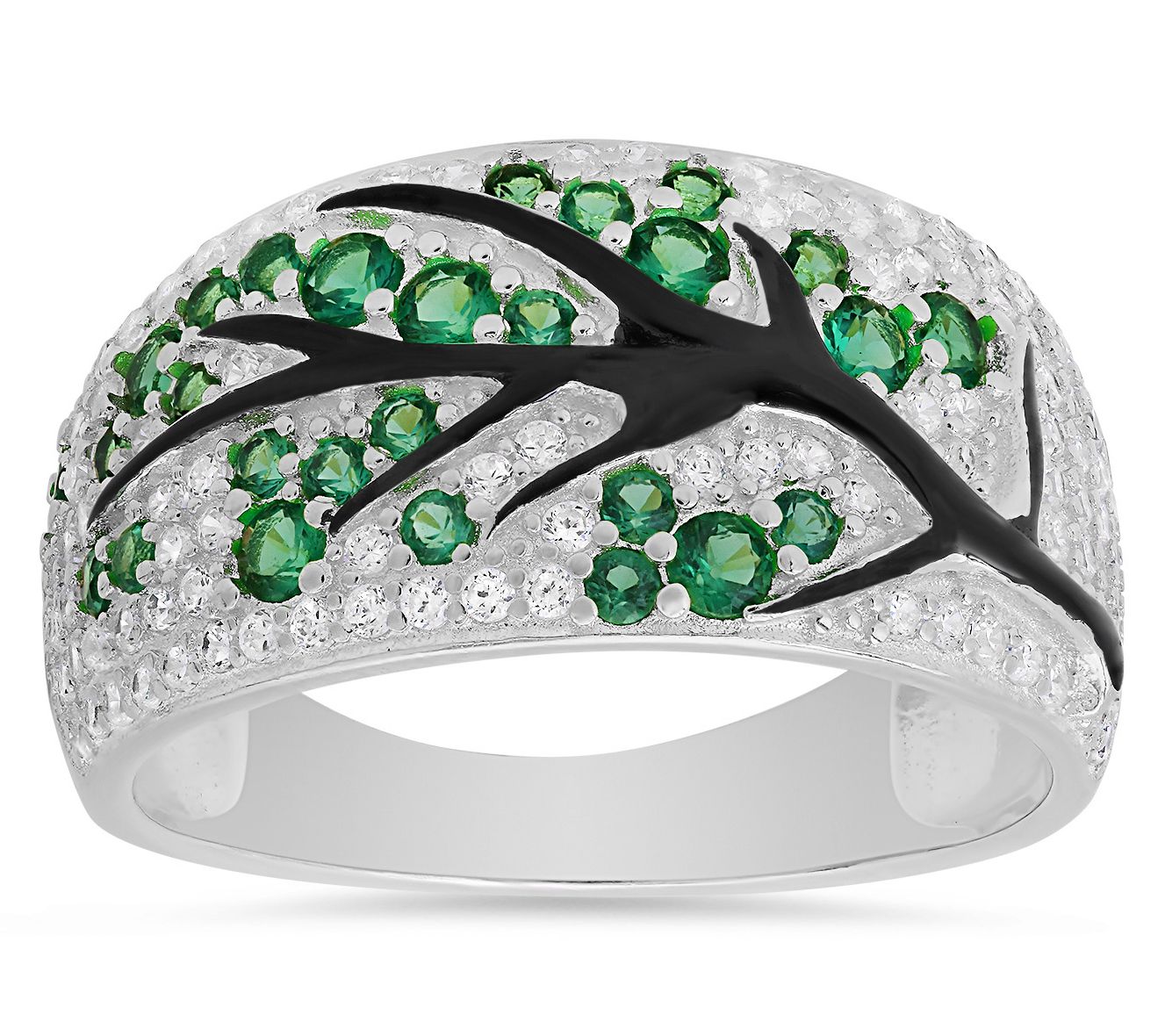 Diamonique & Enamel Tree of Life Ring, SterlingSilver