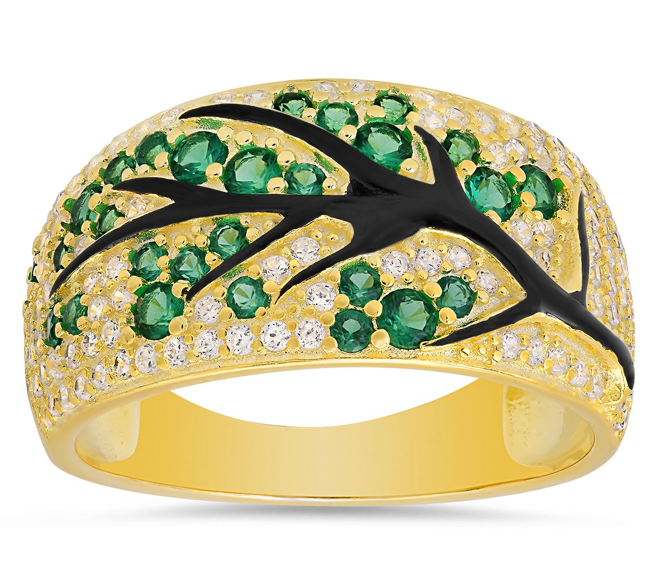 Diamonique & Enamel Tree of Life Ring, SterlingSilver