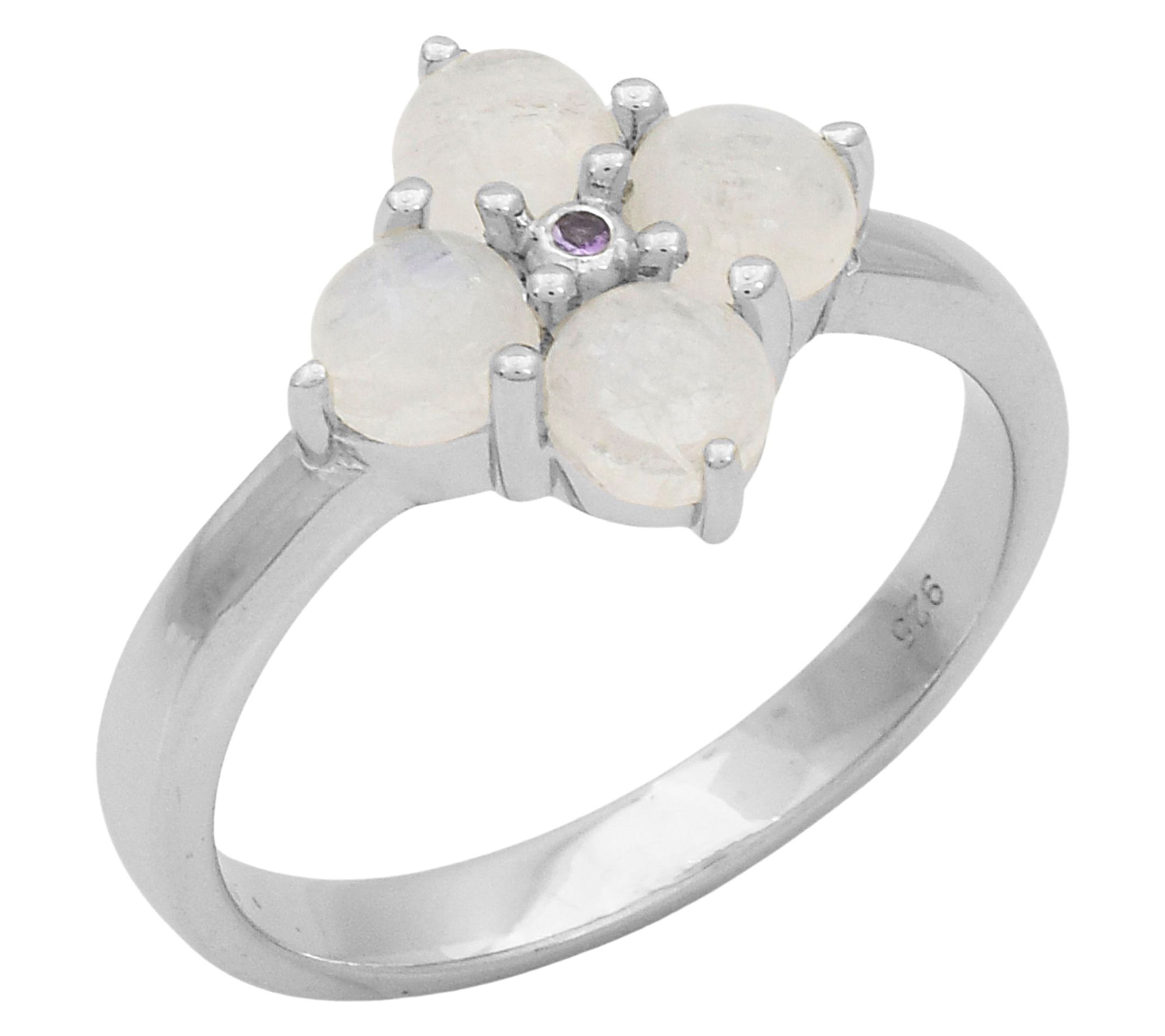 Affinity Gems Moonstone & Amethyst Ring, Sterling Silver