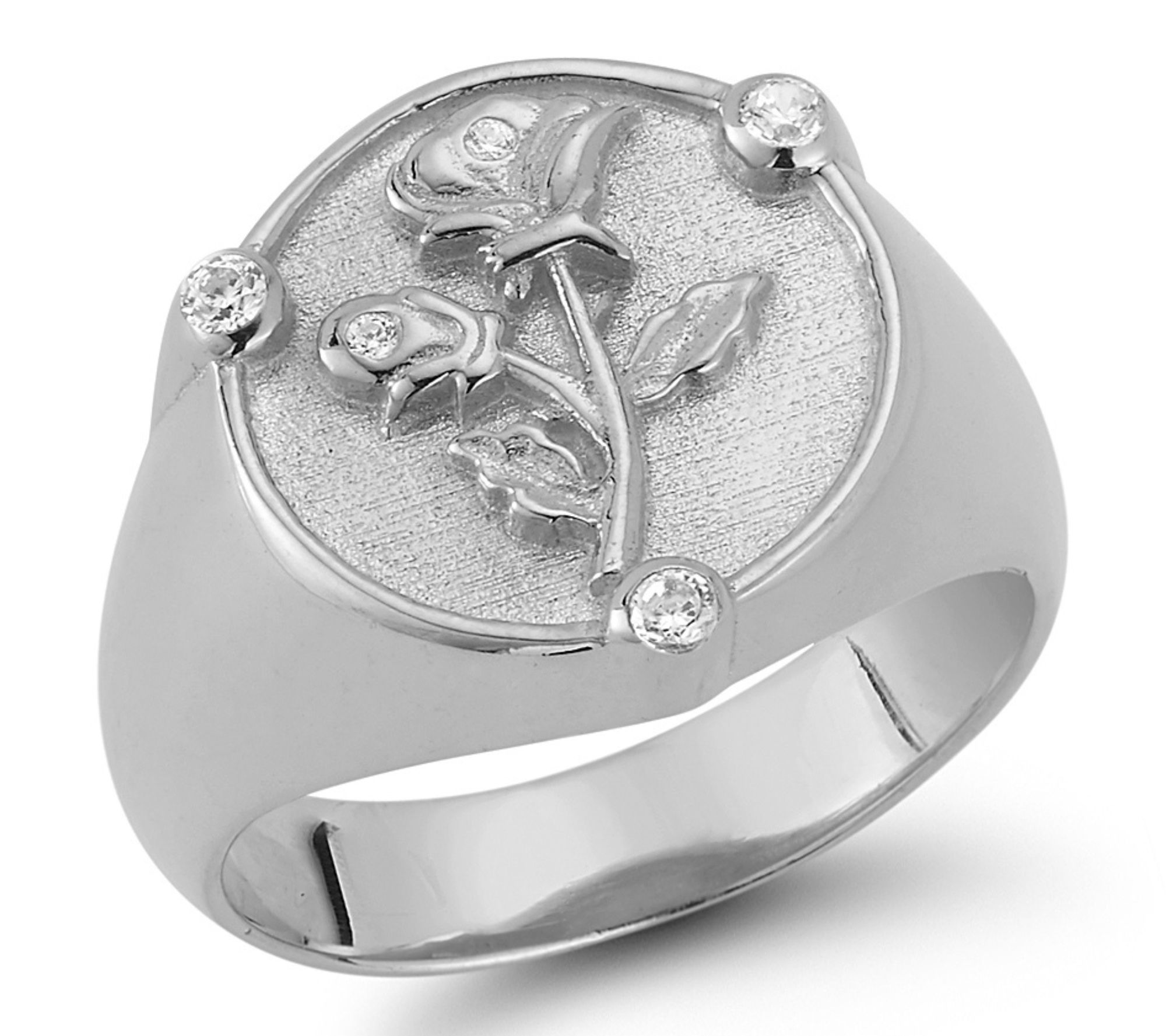 Sterlina Silver Rose Signet Ring, Sterling