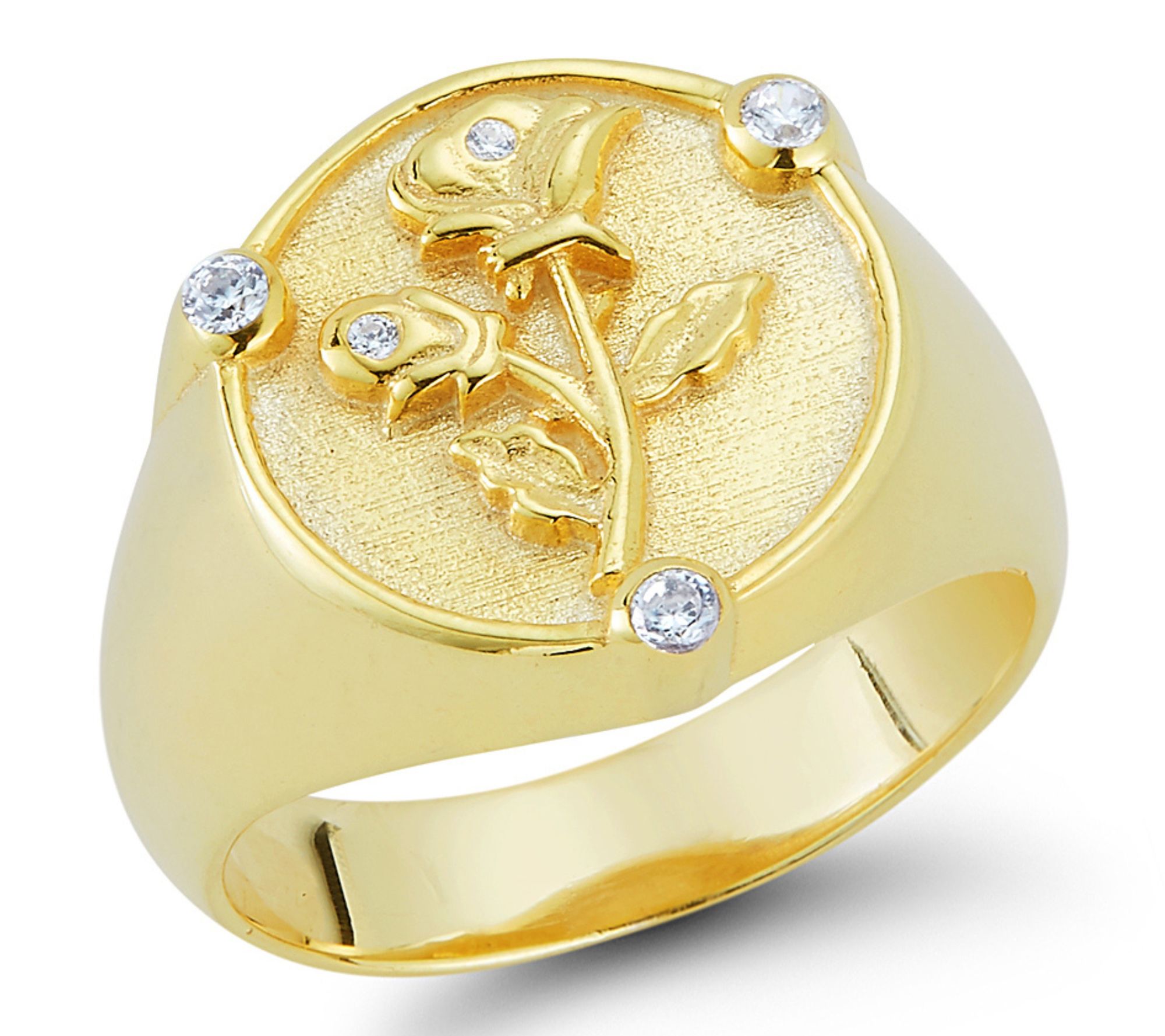 Sterlina Silver Rose Signet Ring, Sterling