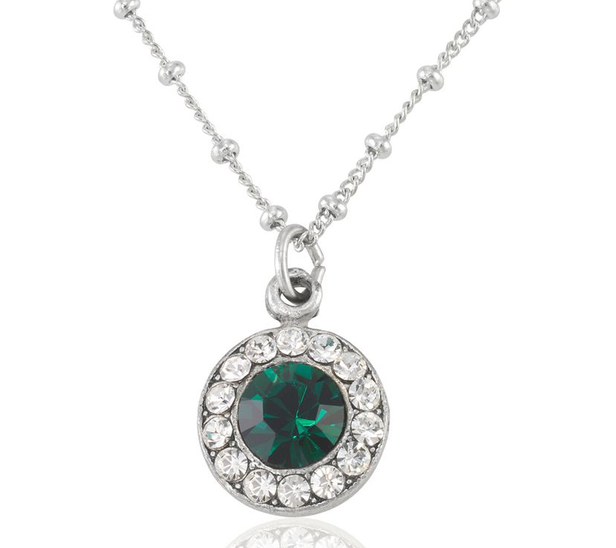 Anne Koplik Emerald Green & Clear Crystal Pendant w/ Chain