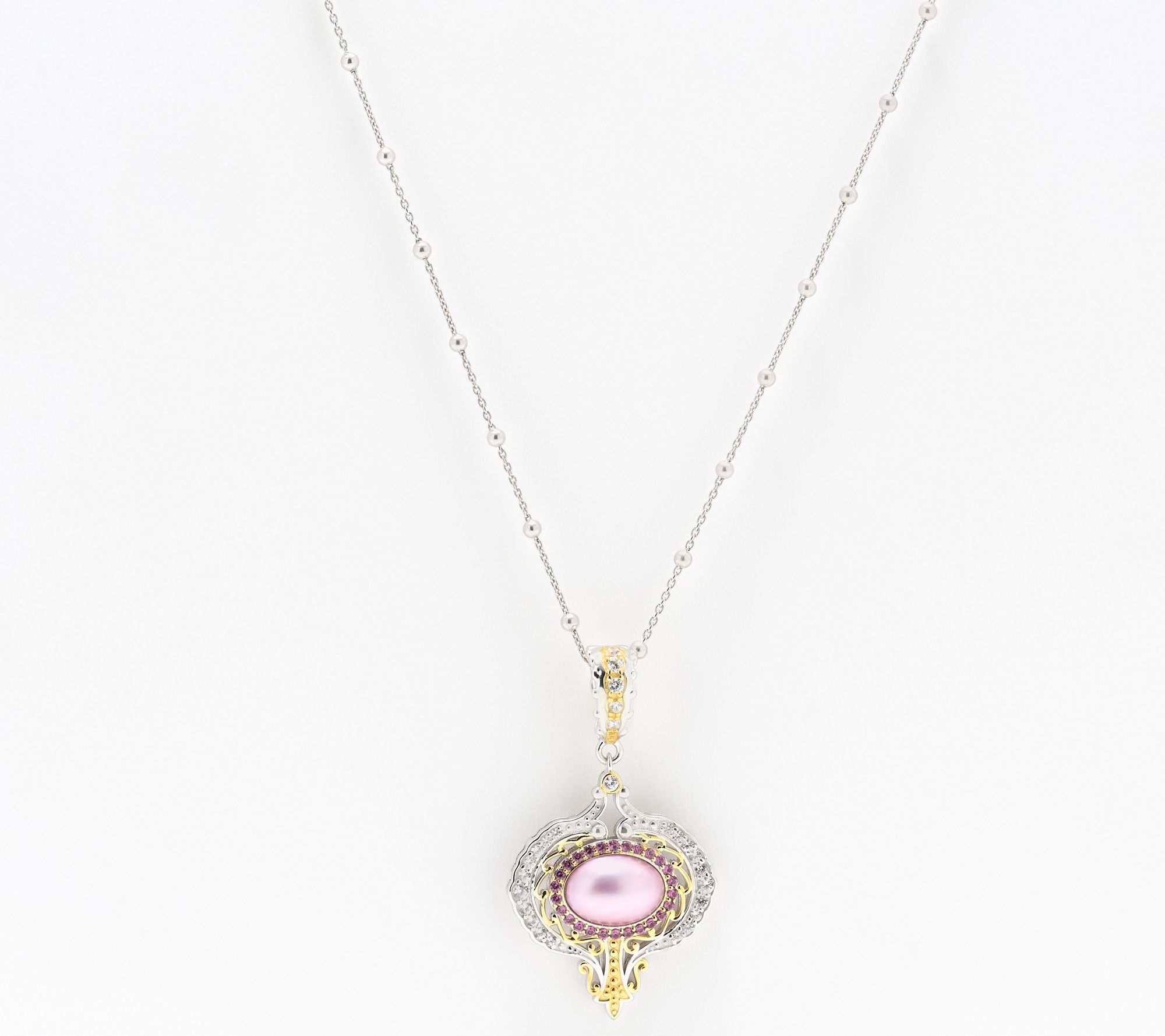 Dallas Prince Sterling Silver Pink Mabe Pearl Necklace