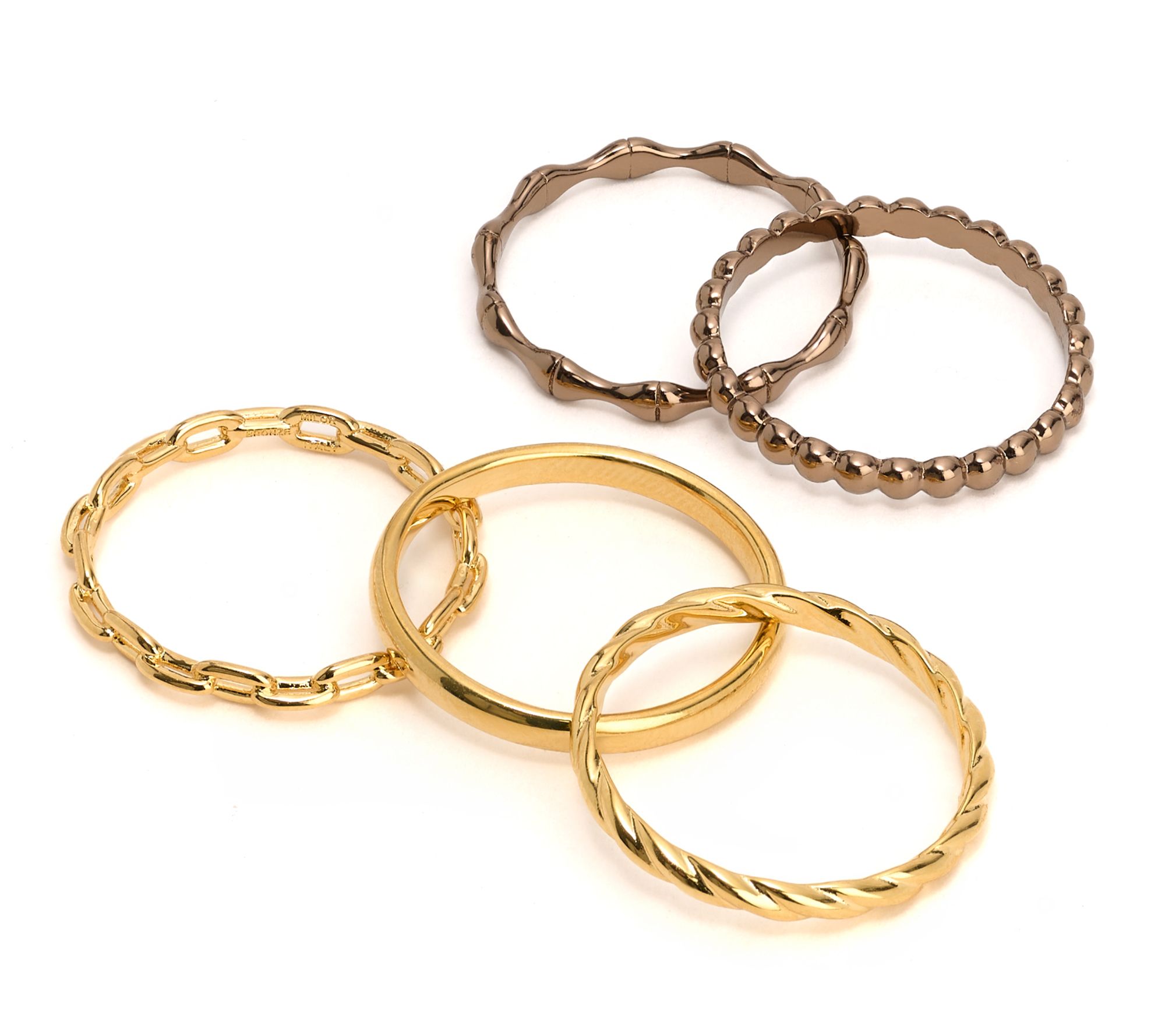David Markstein Bronze Set of 5 Refined Stack Rings