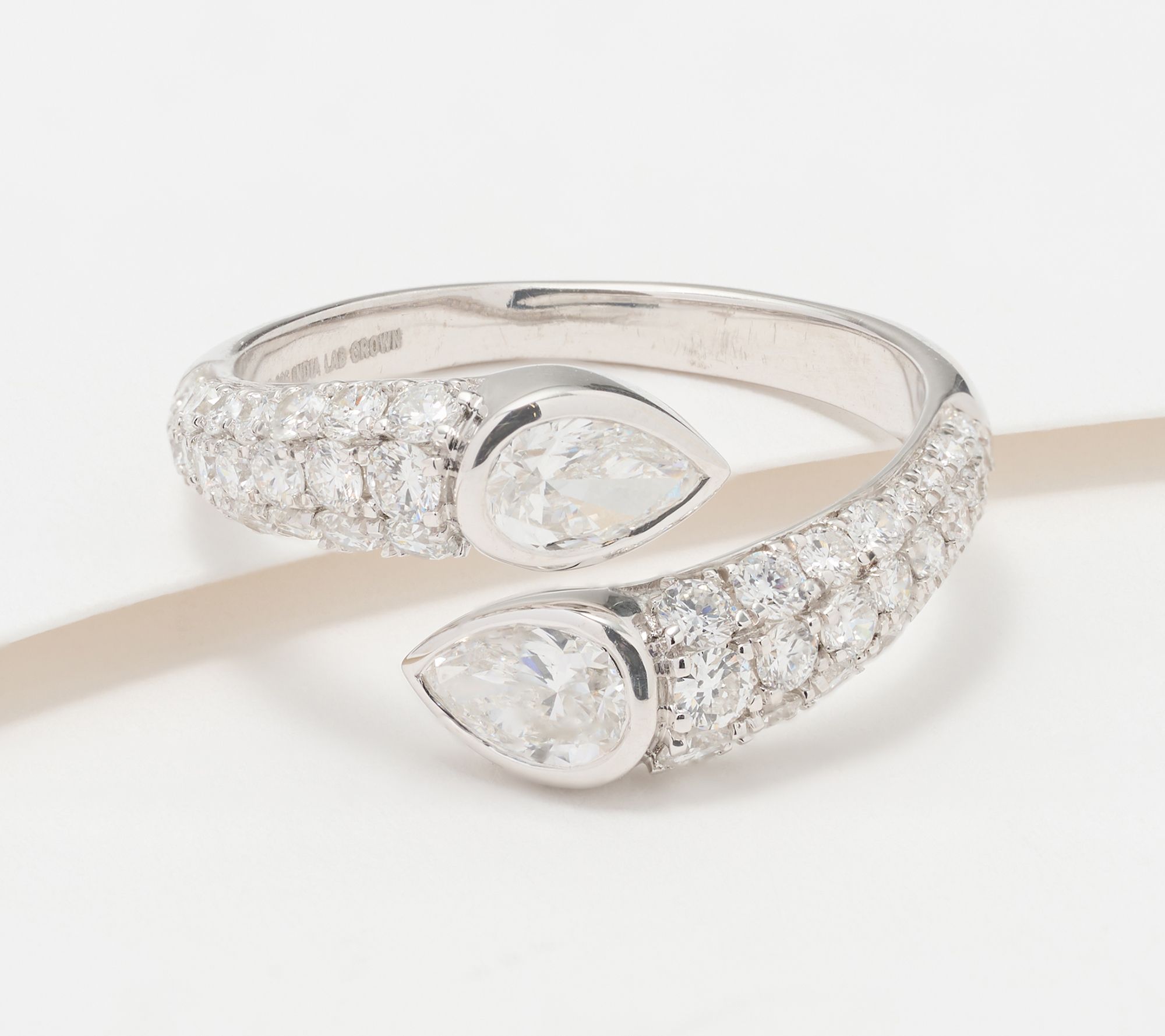 Fire Light Lab Grown Diamond 1.5 cttw Pear Stone Ring, Sterling