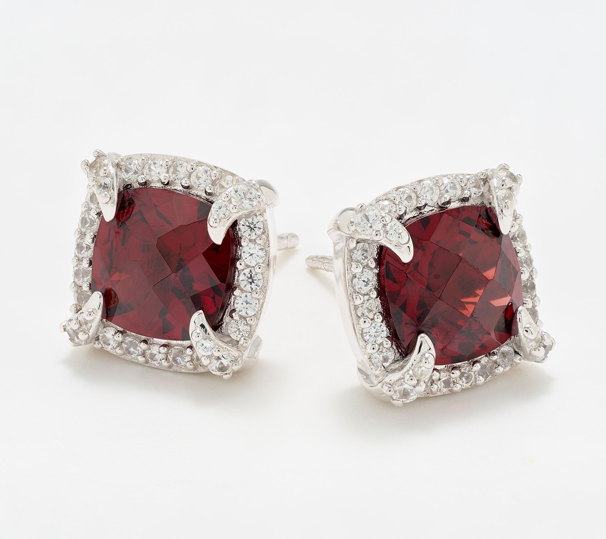 Christian James by Scott Grimes Sterling Silver Cushion Halo Stud Earrings