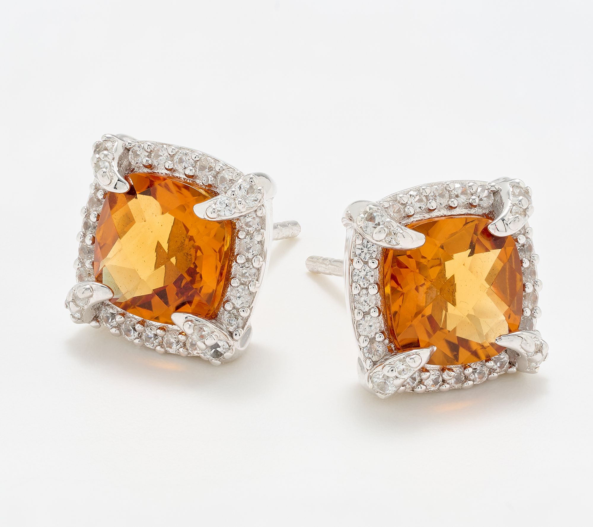 Christian James by Scott Grimes Sterling Silver Cushion Halo Stud Earrings