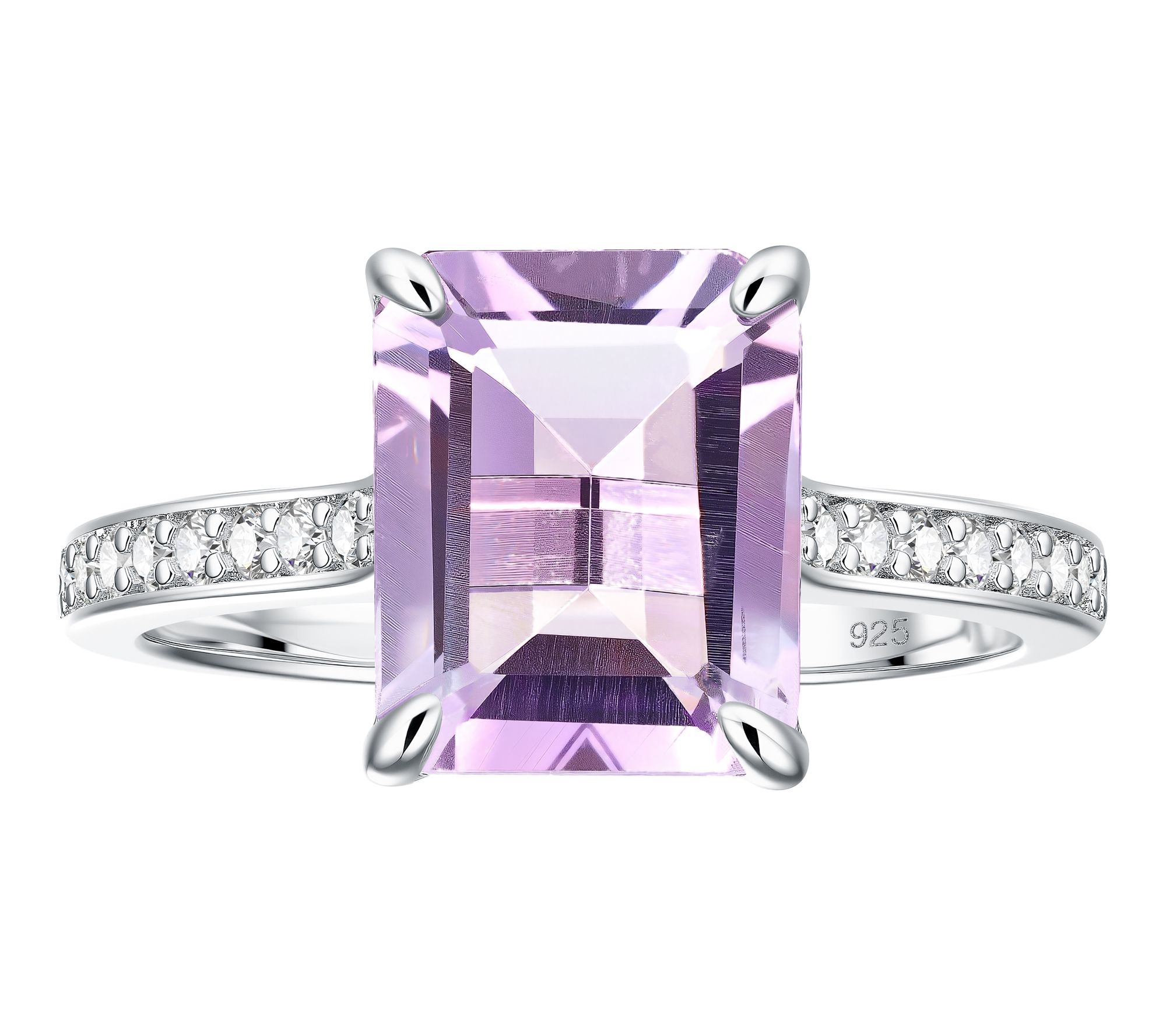 Affinity Gems Emerald Cut Solitaire Ring, Sterling Silver
