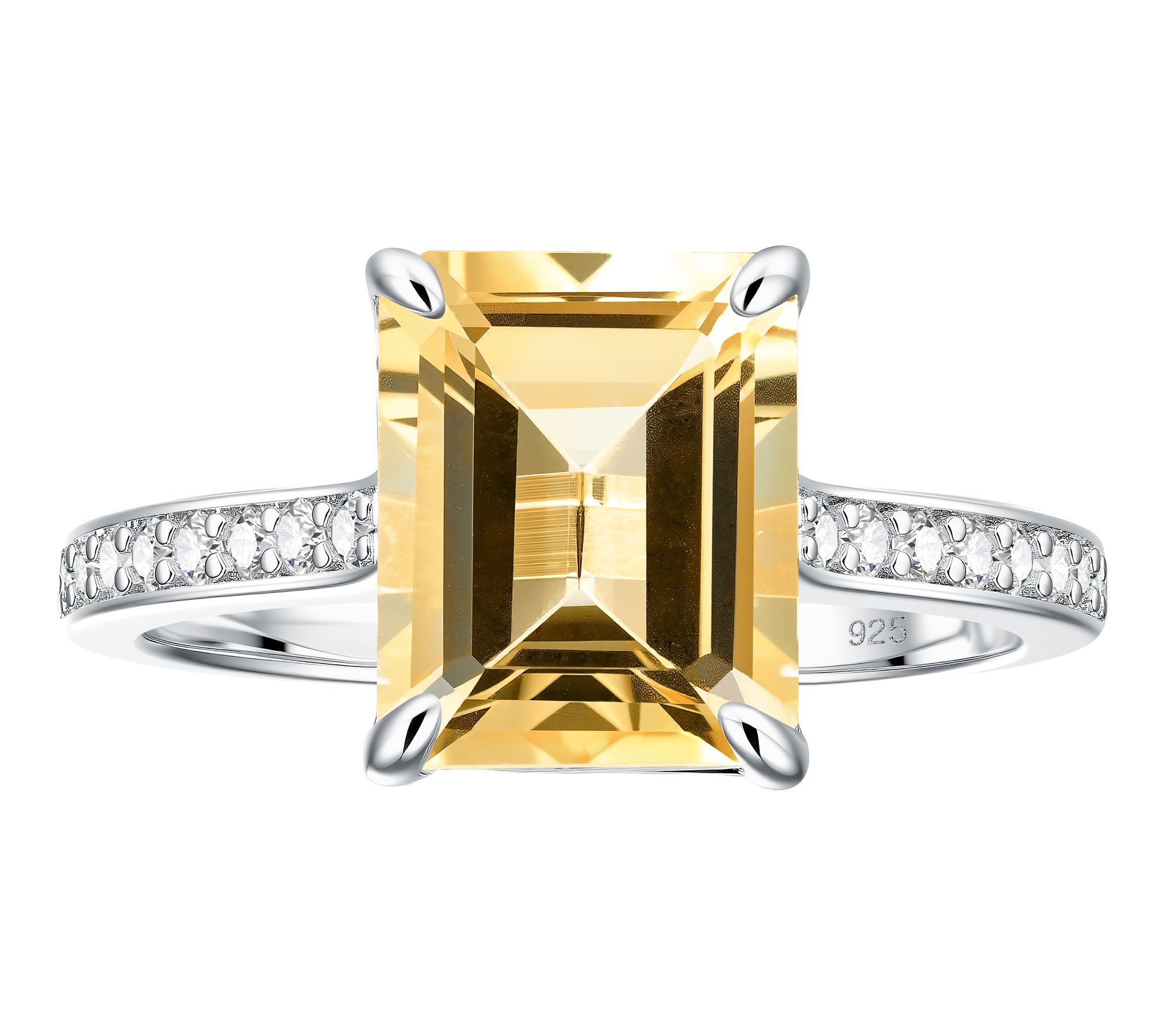 Affinity Gems Emerald Cut Solitaire Ring, Sterling Silver