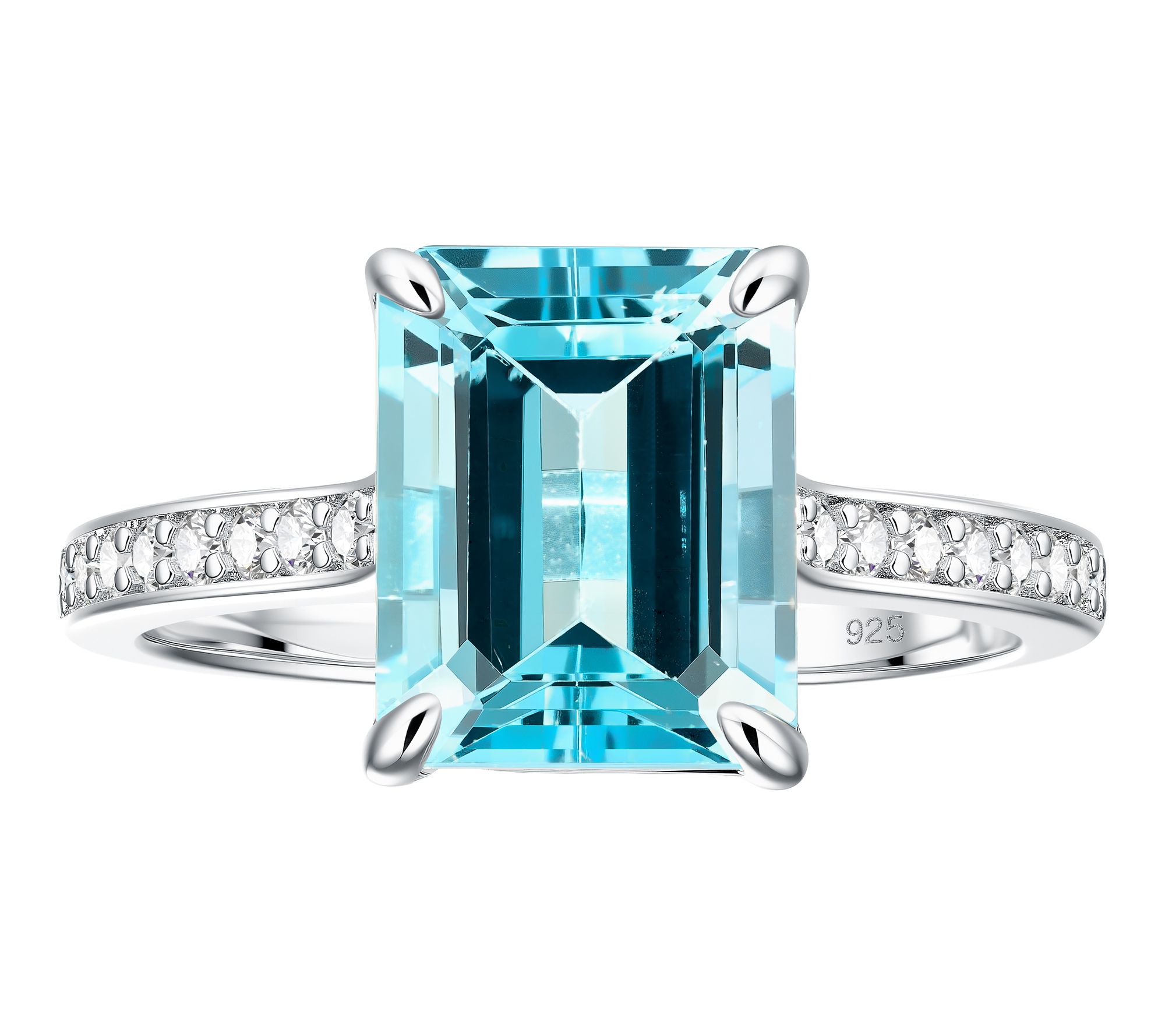 Affinity Gems Emerald Cut Solitaire Ring, Sterling Silver