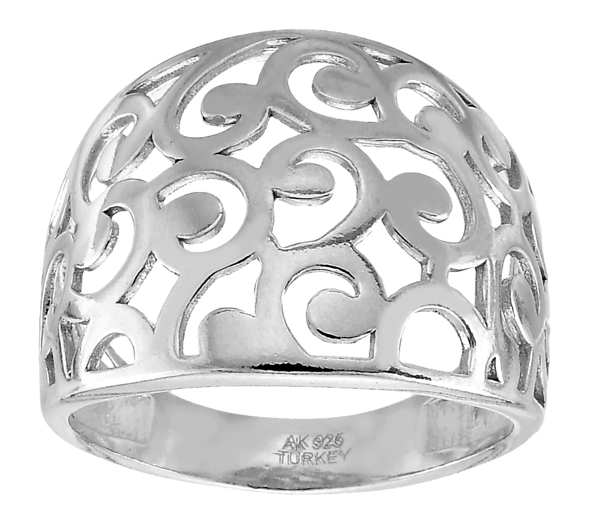 Silver Style Scroll Design Graduated Ring, Sterling