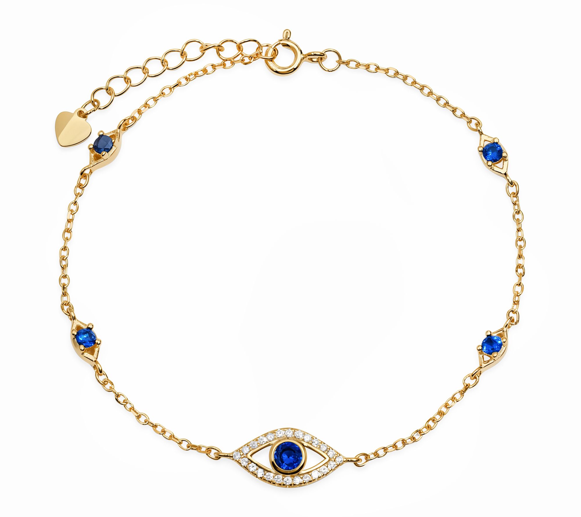 Diamonique Evil Eye Station Bracelet, Sterling Silver