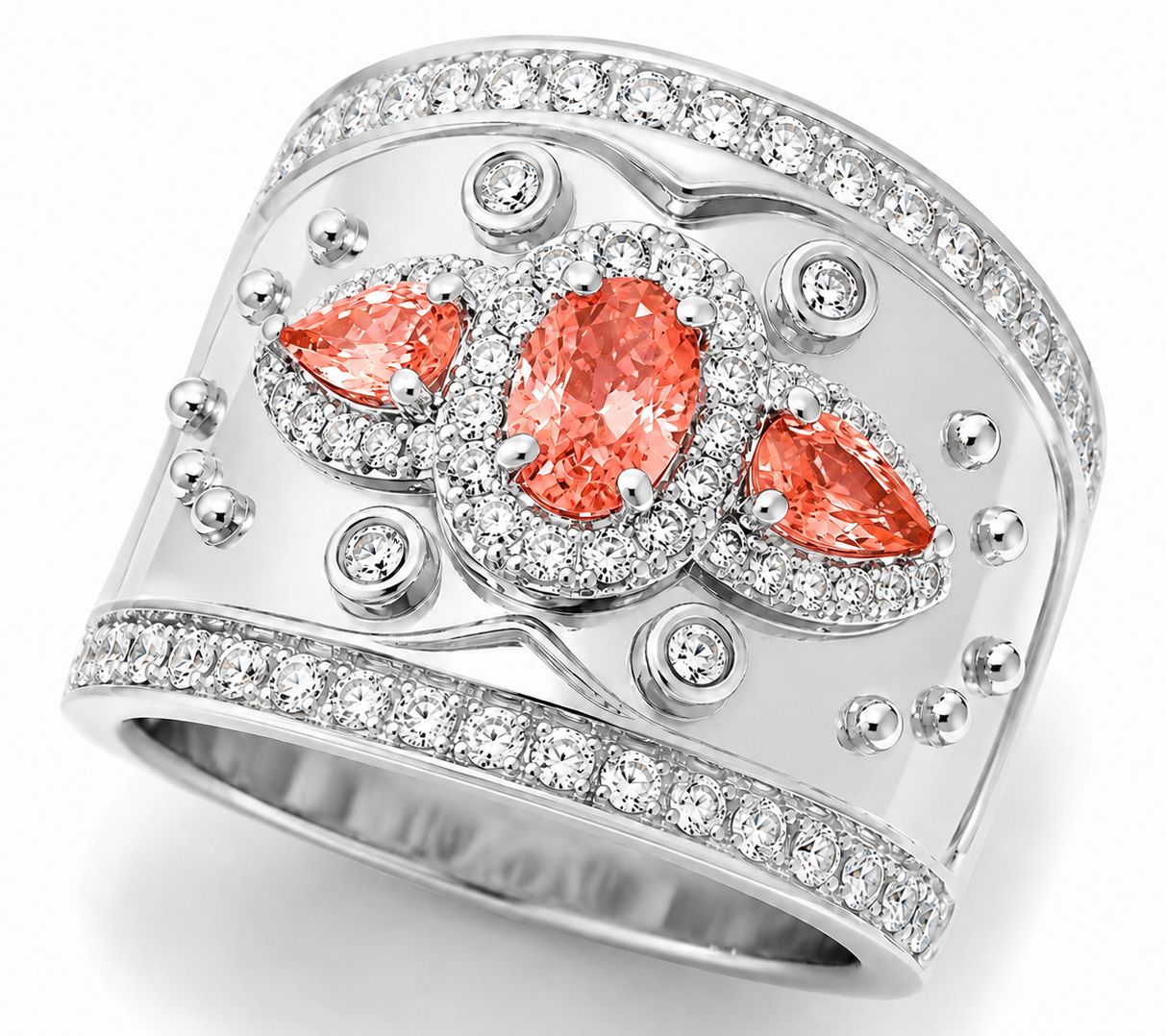 Affinity Gems Orange Sapphire Etruscan Ring, Sterling Silver