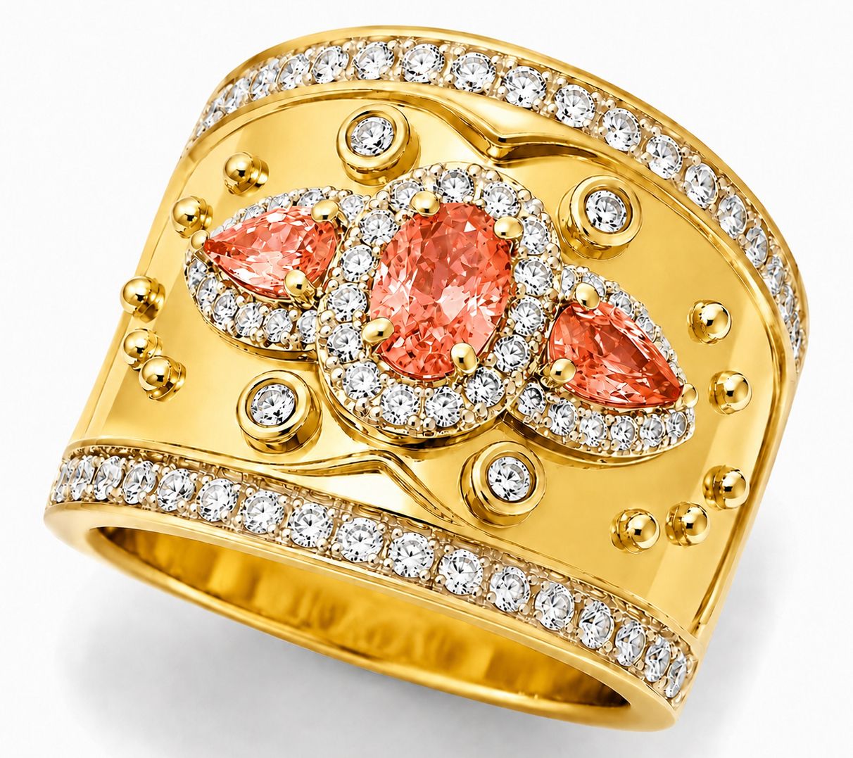 Affinity Gems Orange Sapphire Etruscan Ring, Sterling Silver