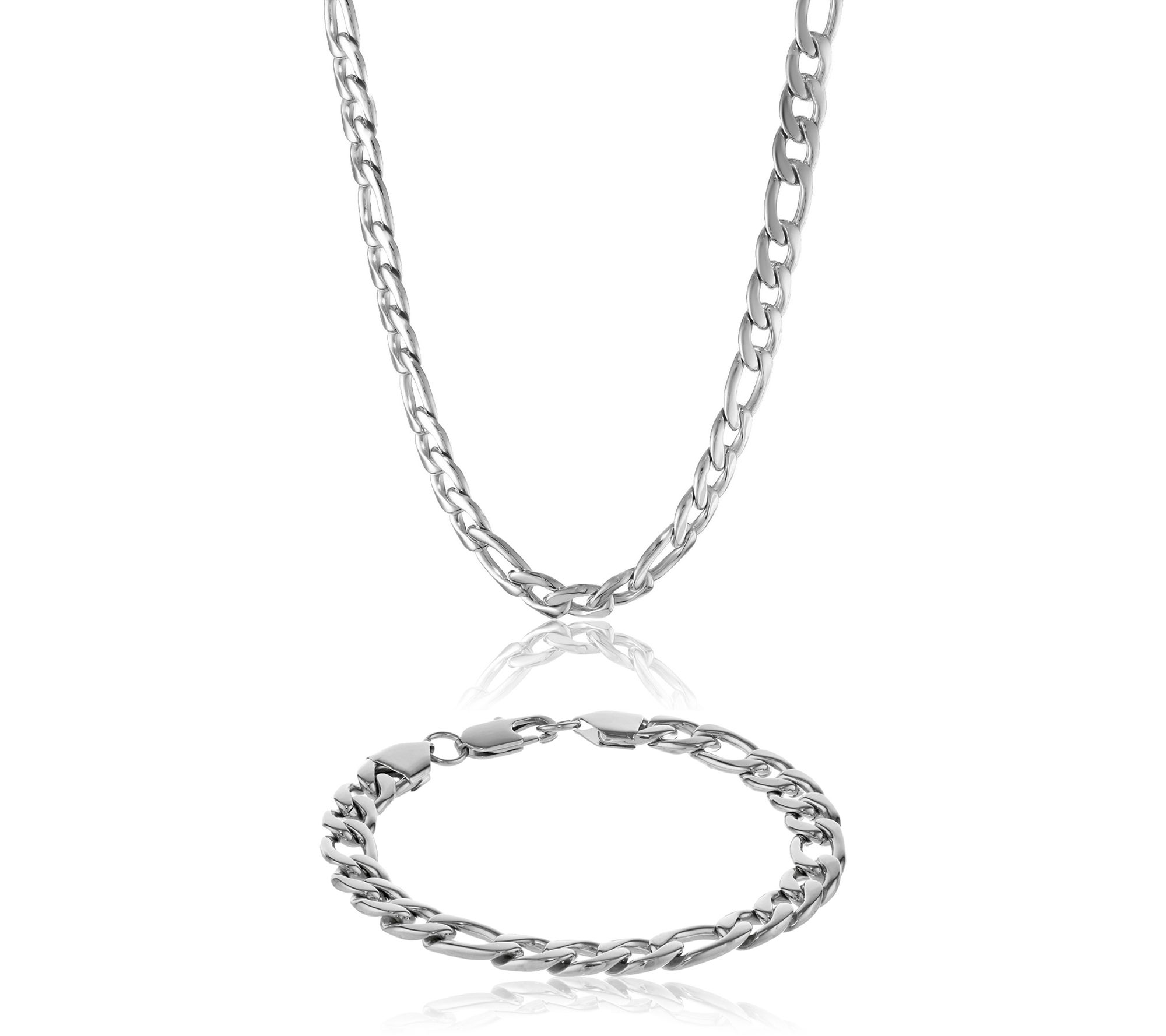 LYNX Men's Stainless Steel Necklace & Bracelet Set