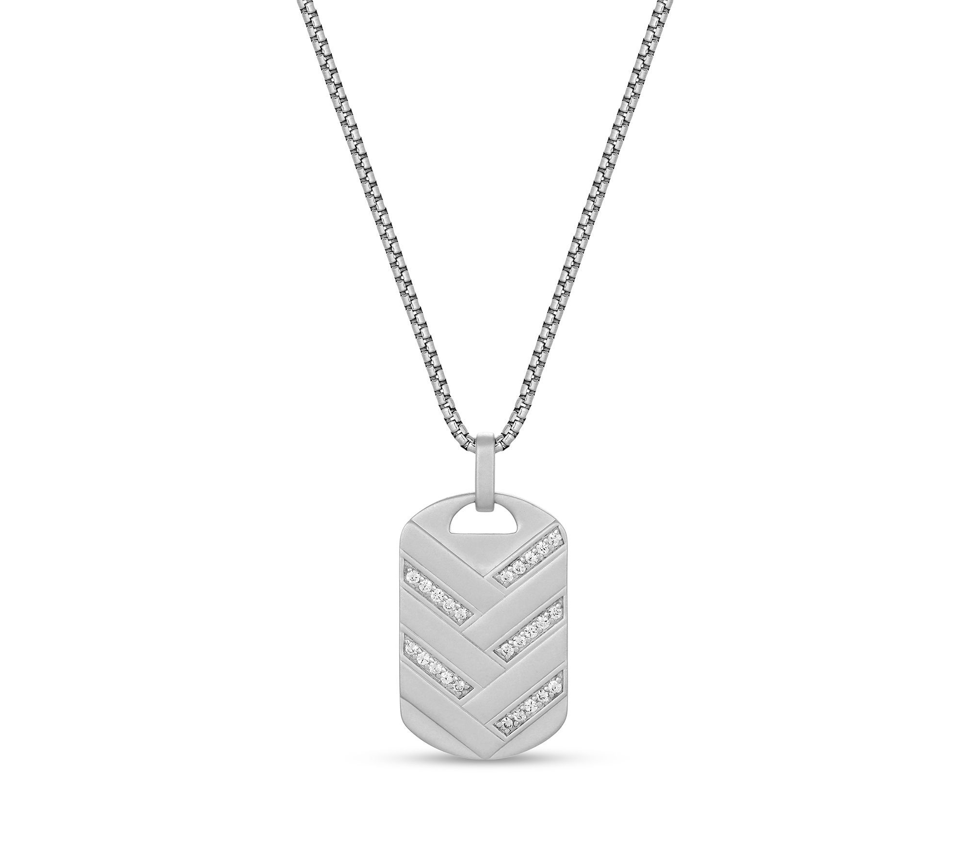 LYNX Men's Sterling Created White Sapphire Pendant w/