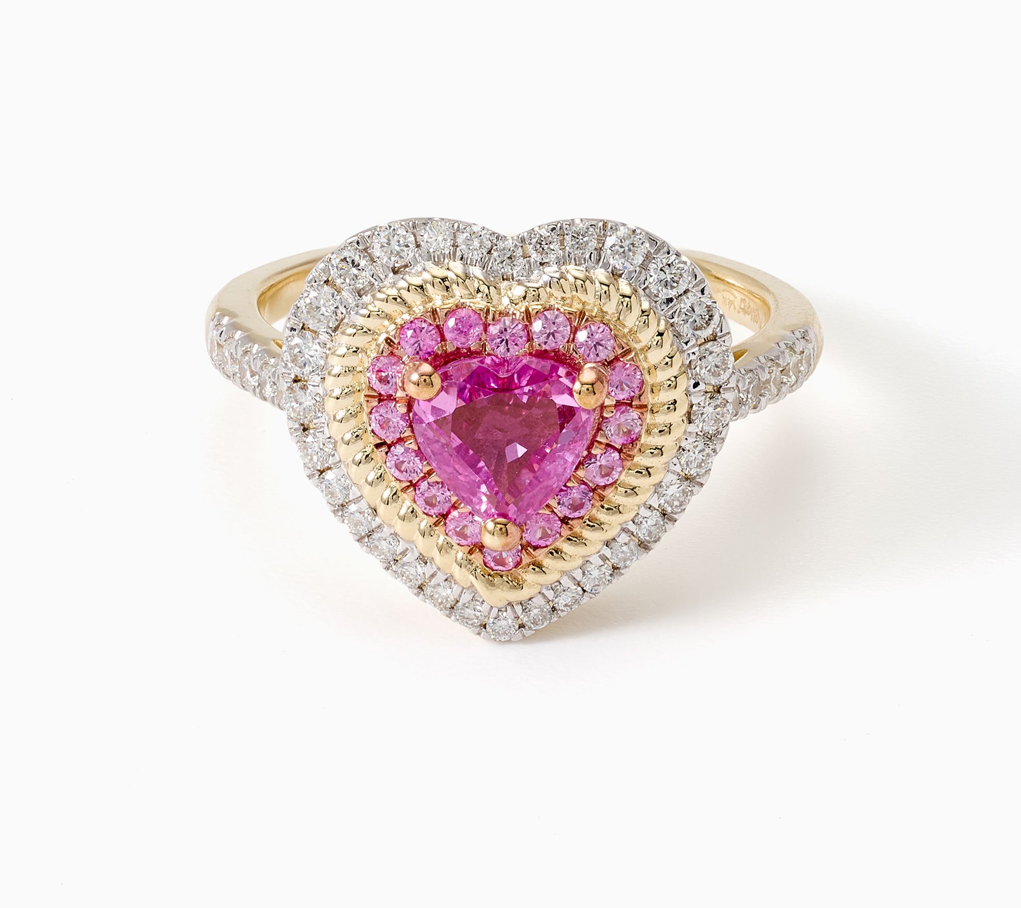 Kallati Heart Pink Sapphire & Diamond Ring, 14K Yellow Gold