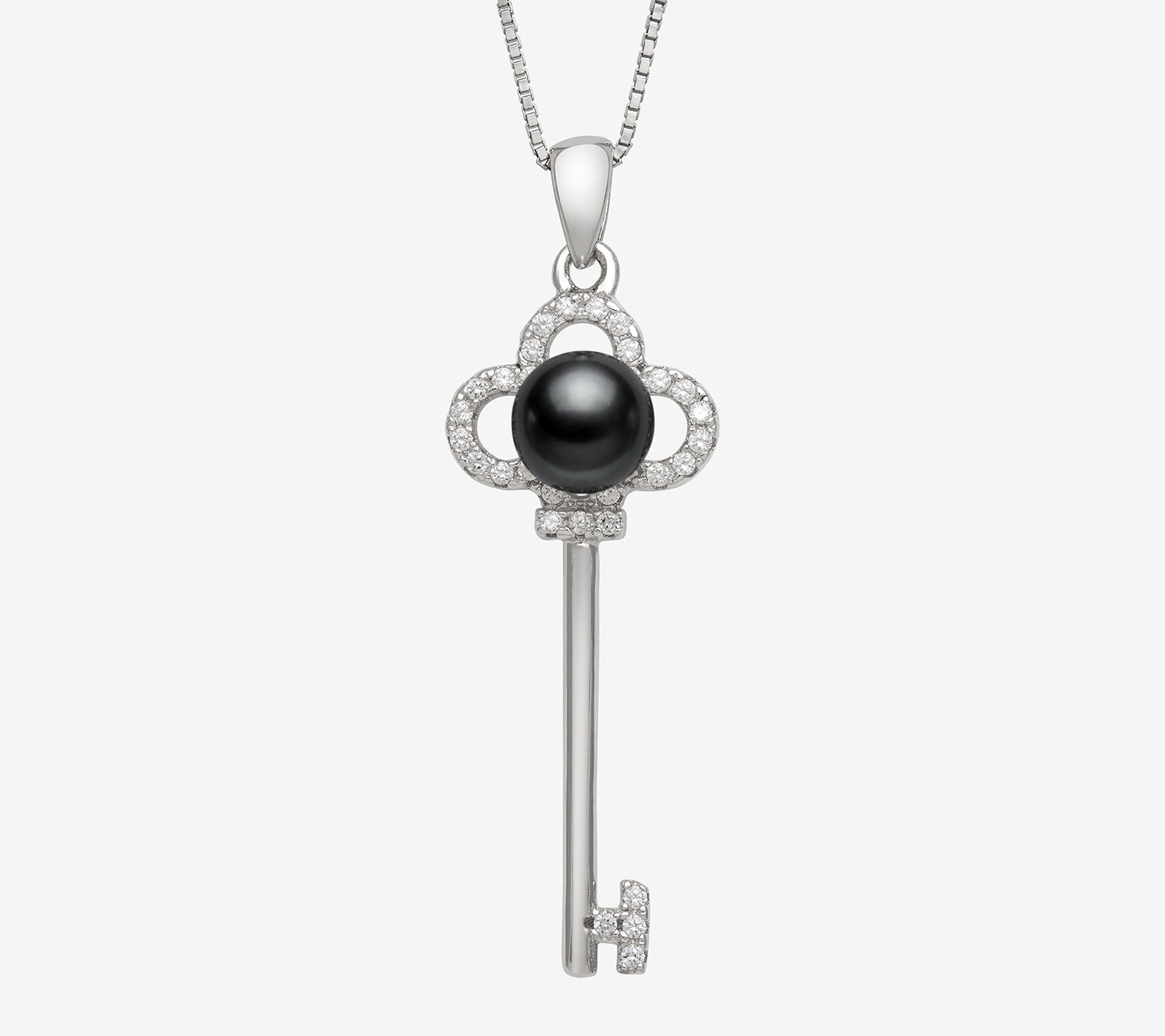 Amour De Pearl Cultured Pearl Key Pendant w/ Chain, Sterling