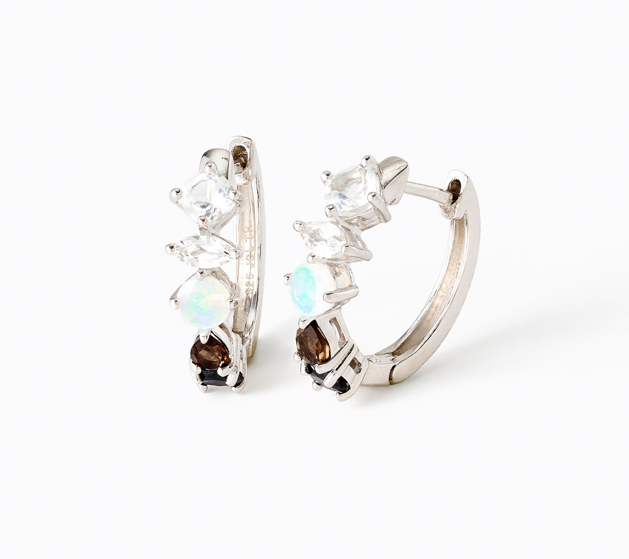 Affinity Gems Multi Shape 5 Stone Gradient Hoops, Sterling Silver
