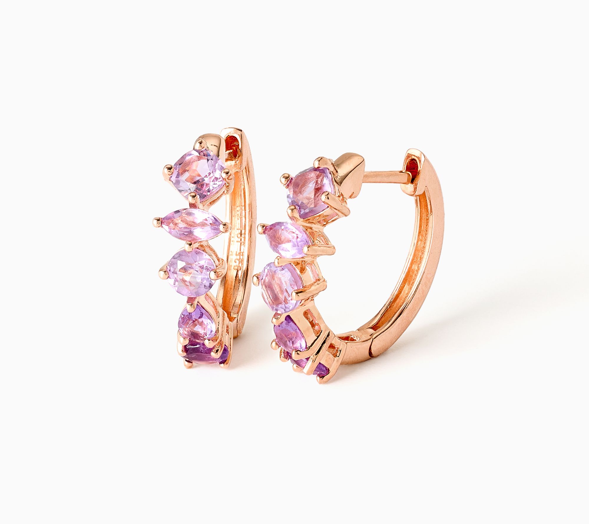 Affinity Gems Multi Shape 5 Stone Gradient Hoops, Sterling Silver
