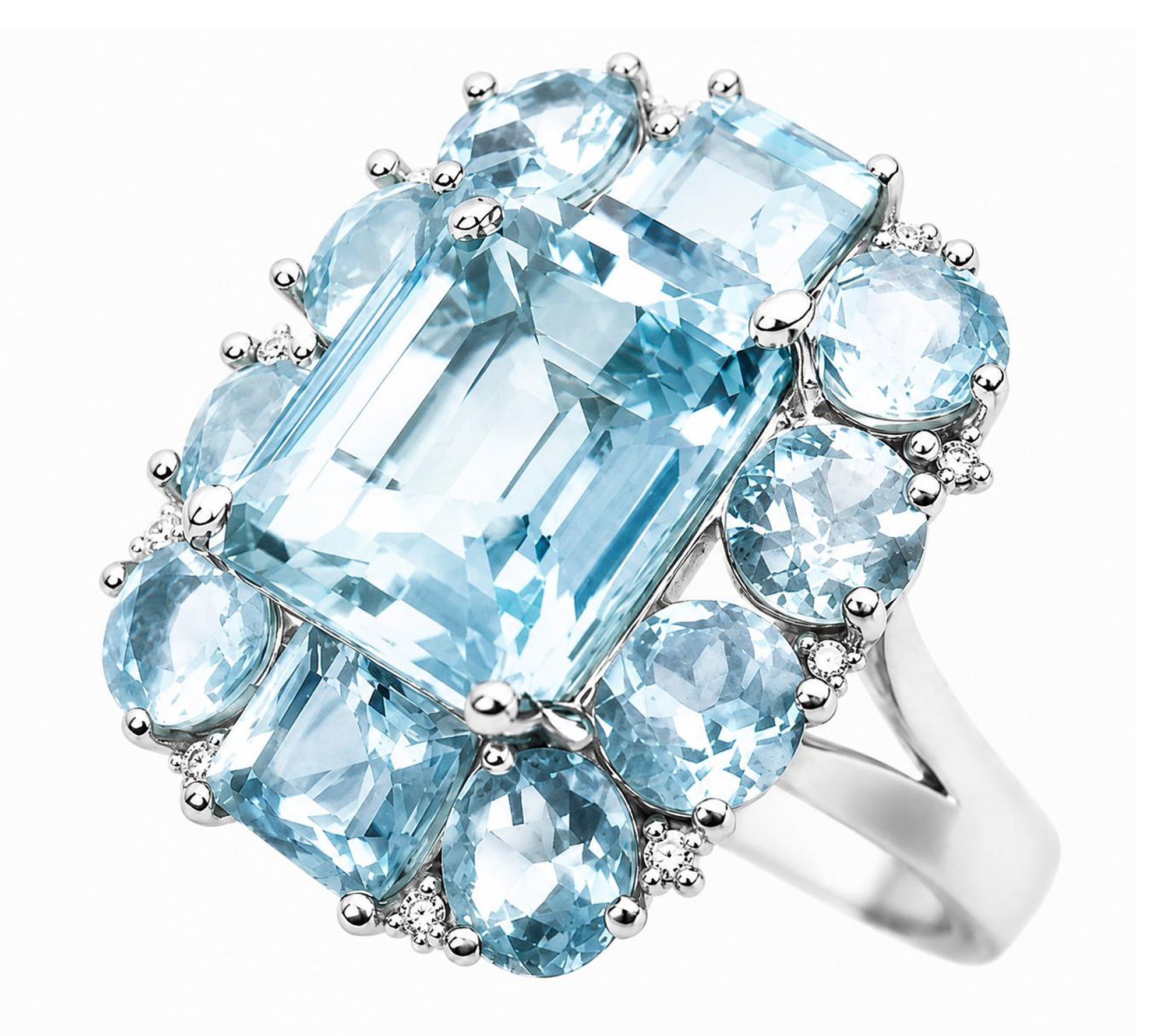 Affinity Gems Aquamarine Cocktail Ring, Sterling Silver