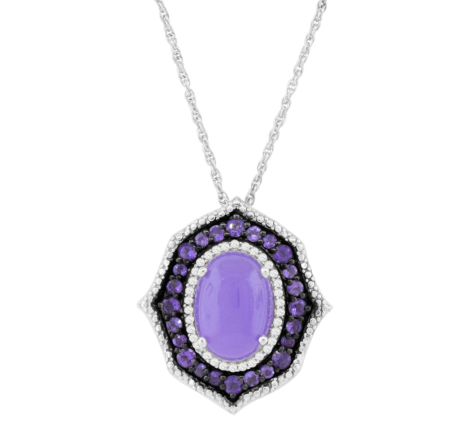 Sterling Silver Multi-Gemstone Pendant w/ Chain - QVC.com