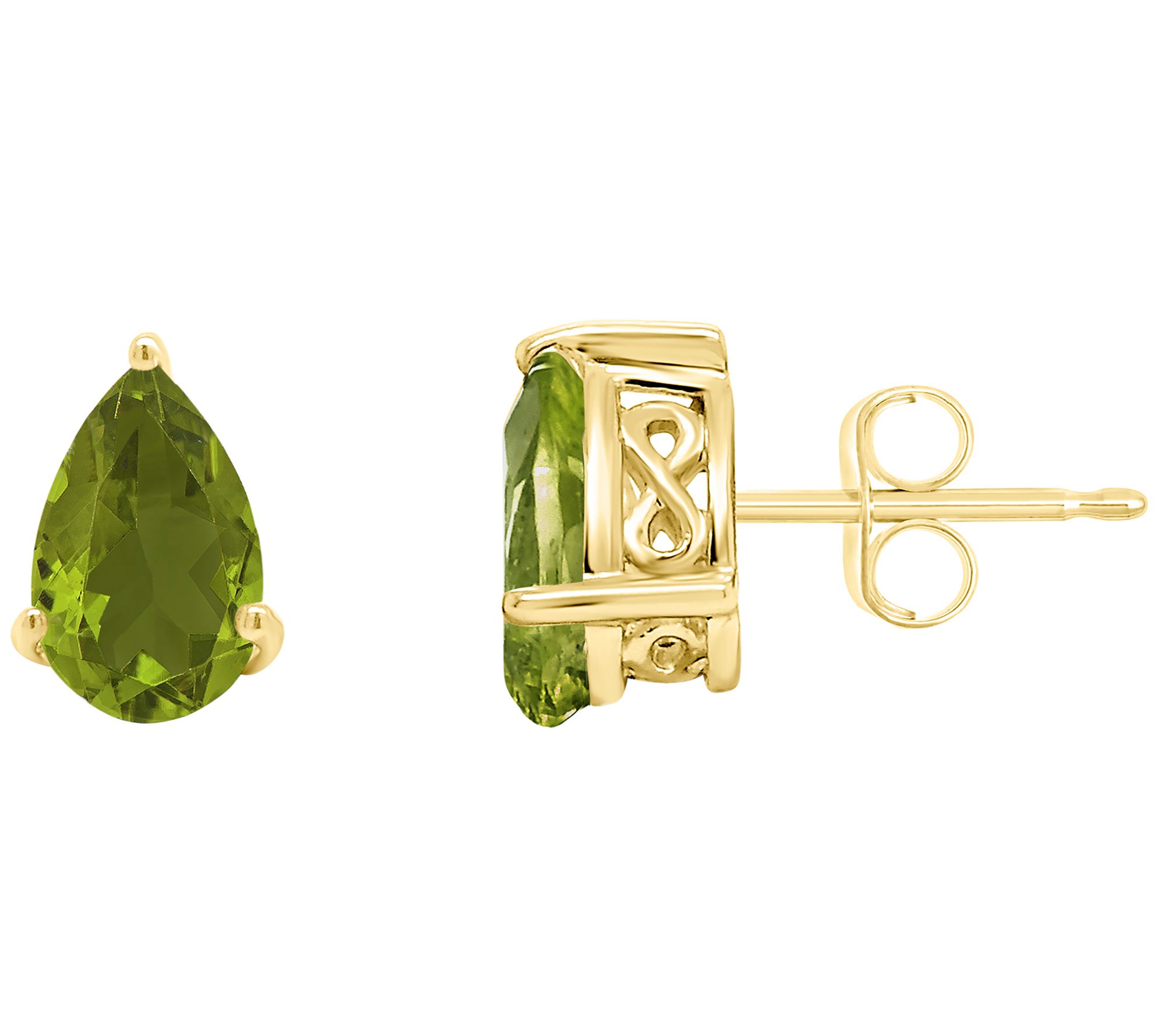 14K Gold Pear-Shaped Peridot Stud Earrings