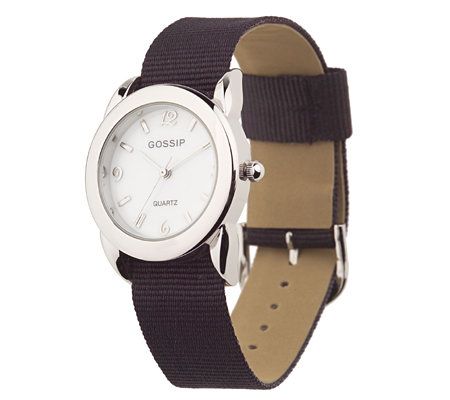 Gossip SilvertoneWatch with 15 Ribbon Interchangeable Straps - QVC.com
