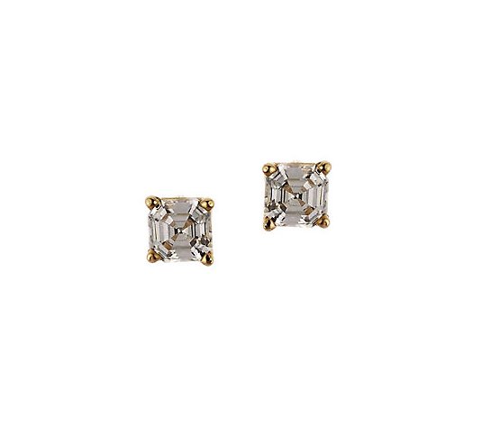 Diamonique 0.50 ct tw Asscher Stud Earrings, 14K Gold