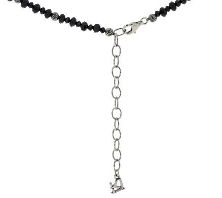 Kenneth Johnson Sterling Signature Bead & Black Spinel Necklace - QVC.com