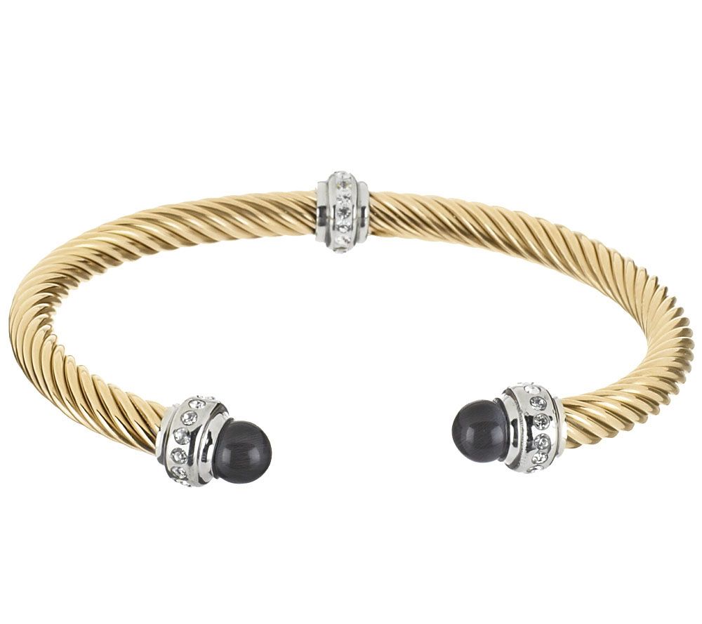 Stainless Steel Twisted Rope Cuff with Endcaps - QVC.com