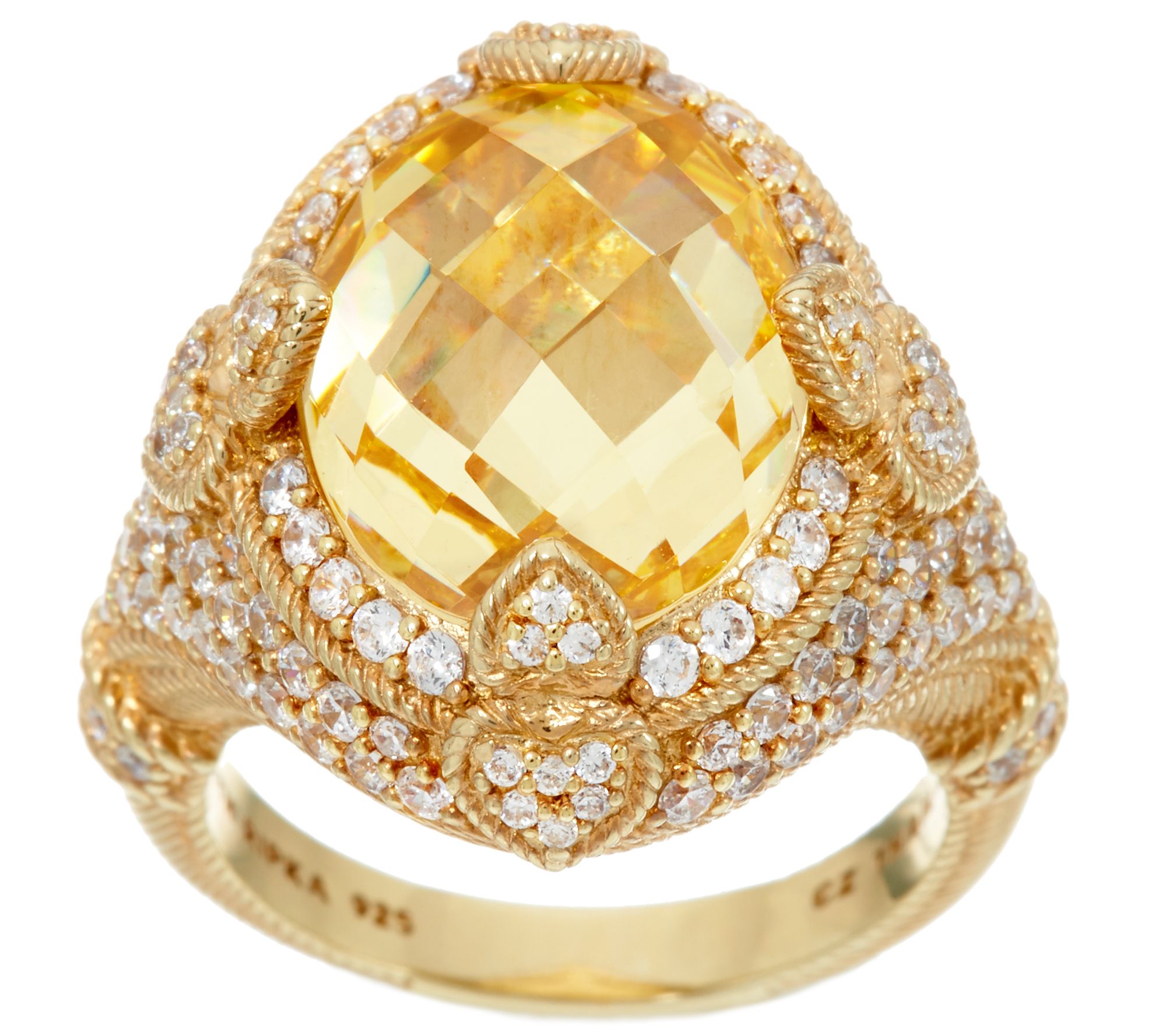 Judith Ripka 14K Clad 9.50 ct Yellow Diamonique Ring - QVC.com